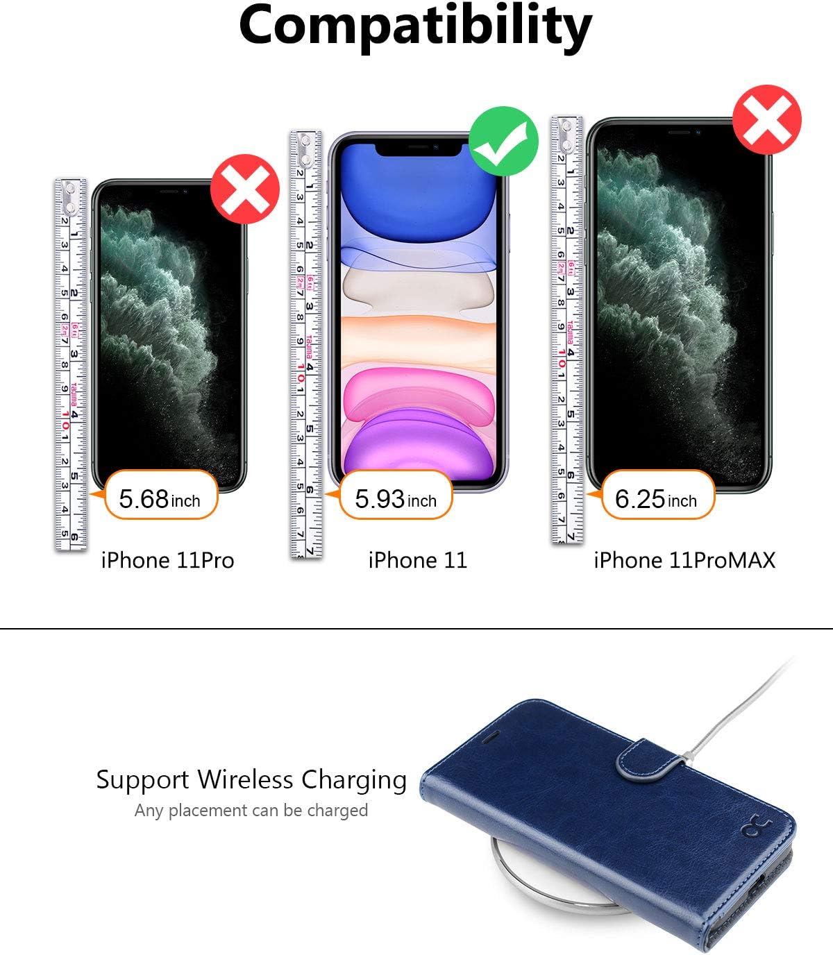 OCASE Compatible with iPhone 11 Wallet Case with Card Holder, PU Leather Flip Case with Kickstand and Magnetic Closure, TPU Shockproof Interior Protective Cover 6.1 Inch 2019 (Blue)