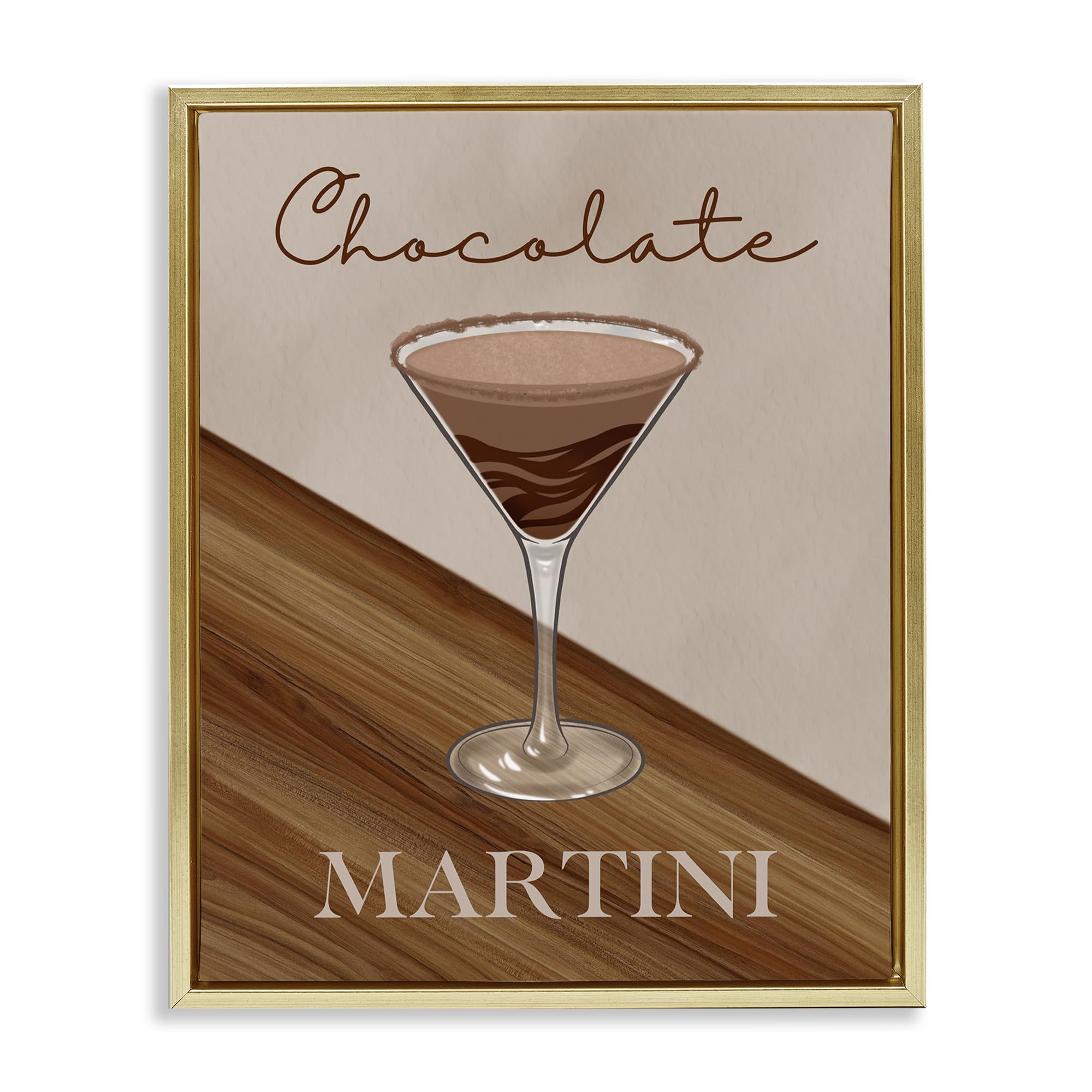 Stupell Industries 'Chocolate Martini on Brown', Floating Frame Canvas Art, Gold, 25 x 31 Inches, Easy to Hang and Sturdy, Made in USA, by Marcus Prime