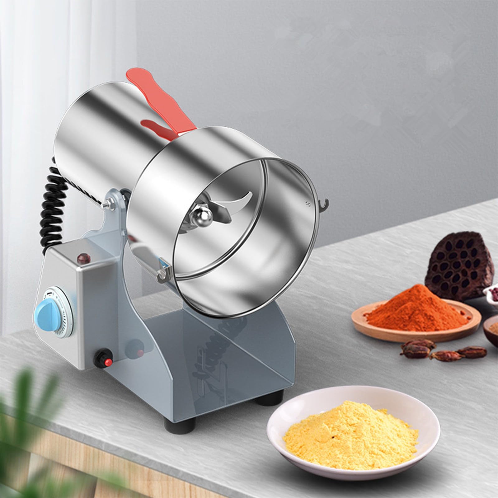 Mulino per Cereali Smerigliatrice Spezie Zenzero Riso Farina Macchina Macinacaffè Manuale Facile da Pulire con Lame spezie Erbe Verdure secche Frutta Mix,2500g