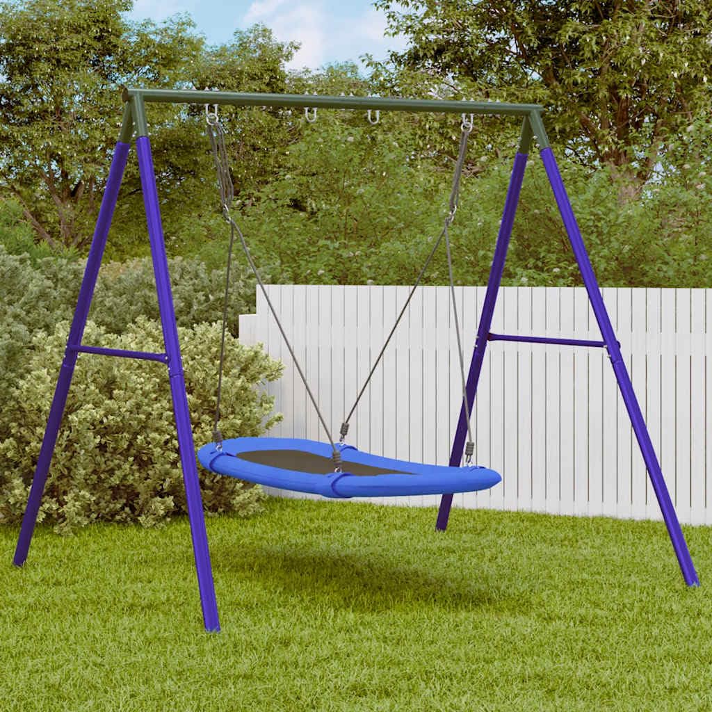 Schaukel-Set mit Nestschaukel und robustem lackiertem Stahlgestell 206x185x185 cm für Kinder 3-10 Jahre, Outdoor Gartenspielzeug mit verstellbarem Sitz für Bewegung, Motorik und Balancieren