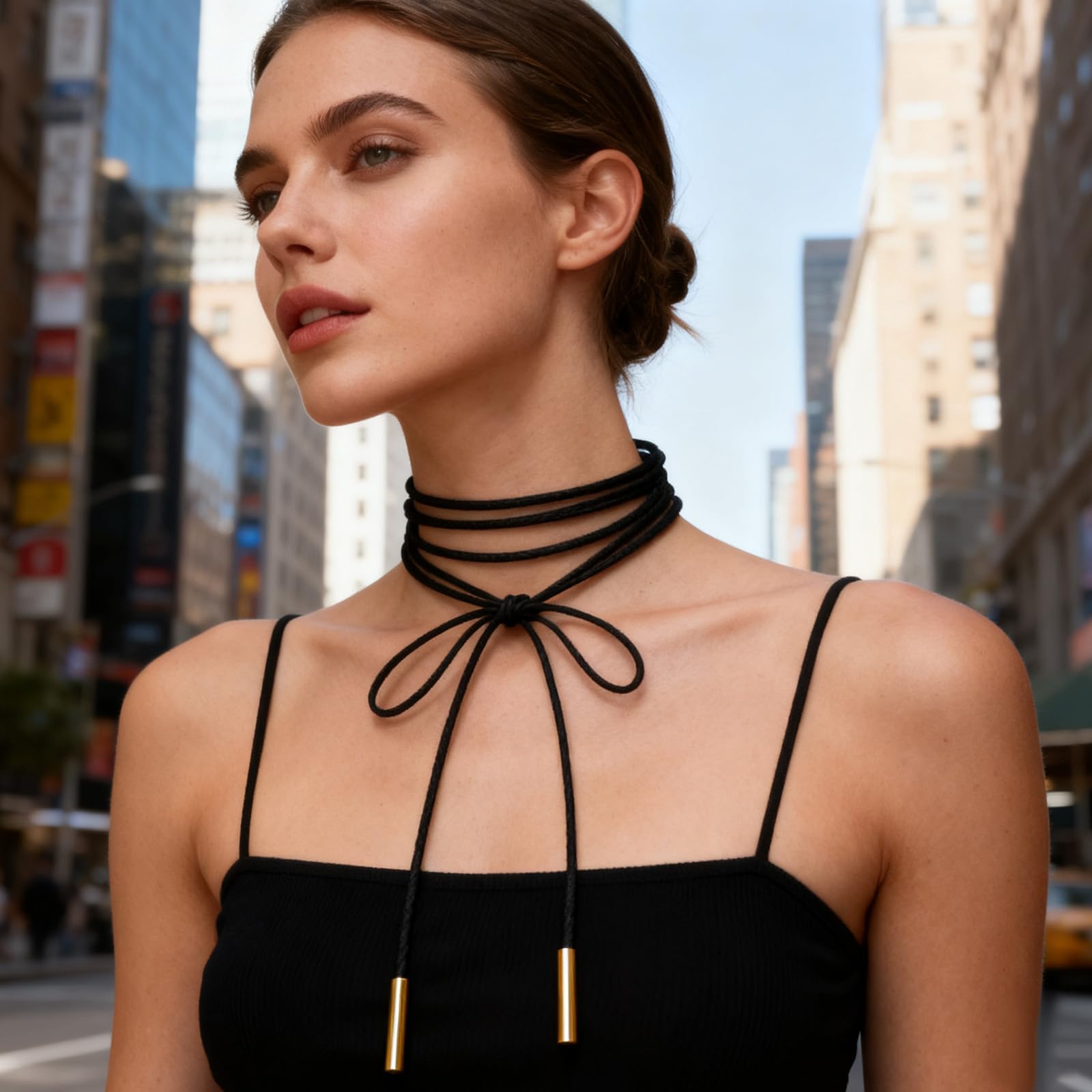 1 x długi naszyjnik typu choker dla kobiet, naszyjnik damski, welurowy, czarny, gotycki naszyjnik z kokardką, styl vintage, na urodziny, Halloween, Boże Narodzenie