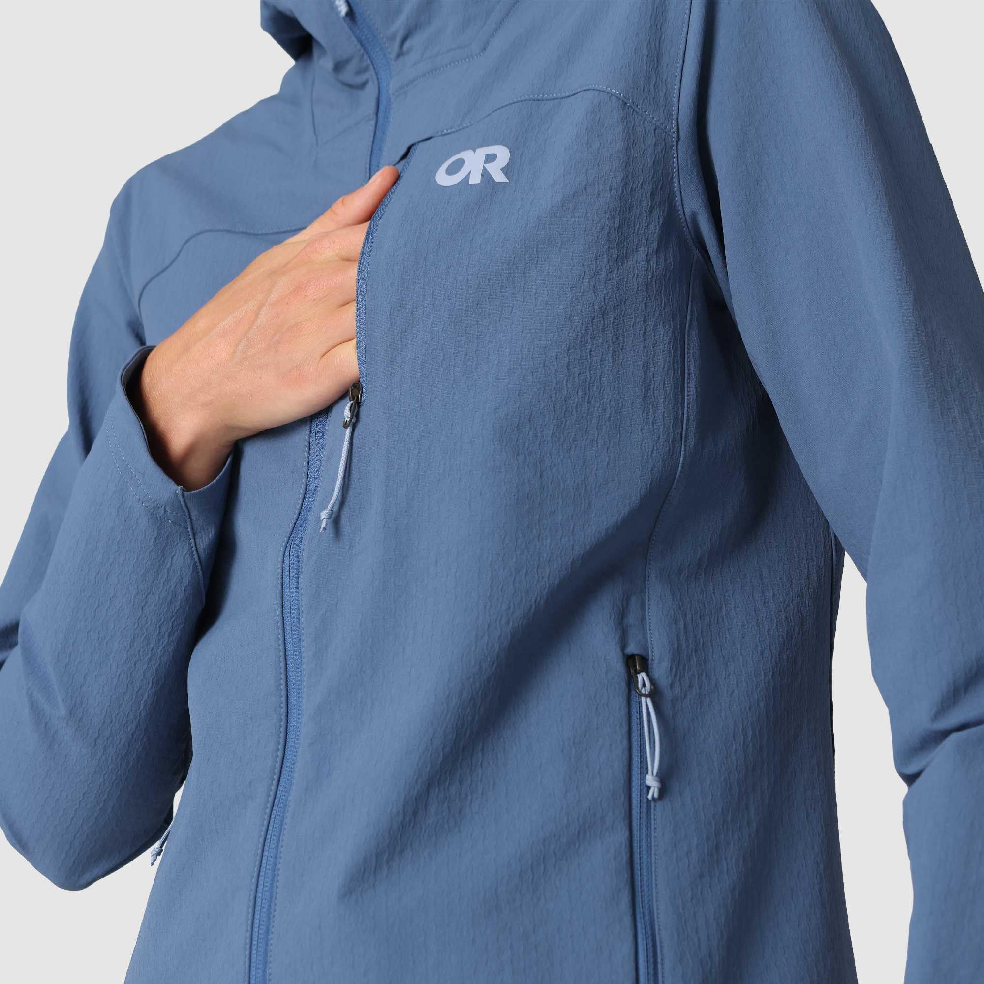 Outdoor Research Felpa con cappuccio Ultima Softshell da donna, resistente al vento, all'acqua e all'abrasione, interno spazzolato, UPF 50+, vestibilità standard
