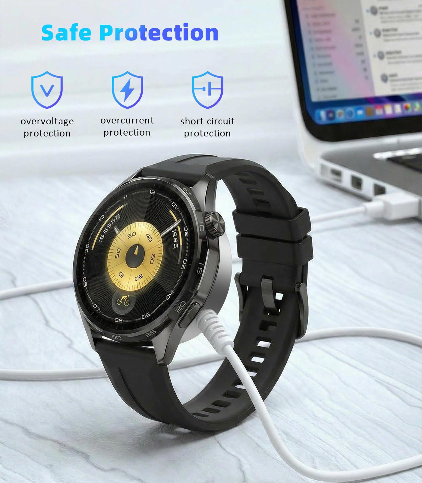 MoKo Magnetic Charger Compatible with Huawei Watch GT6/5/4/3/2 Pro/Watch 5/4/3/Fit 4/Ultimate/D2 - Standard & Pro Models, Aluminum Alloy Charger Dock with a 100 cm Charging Cable, White