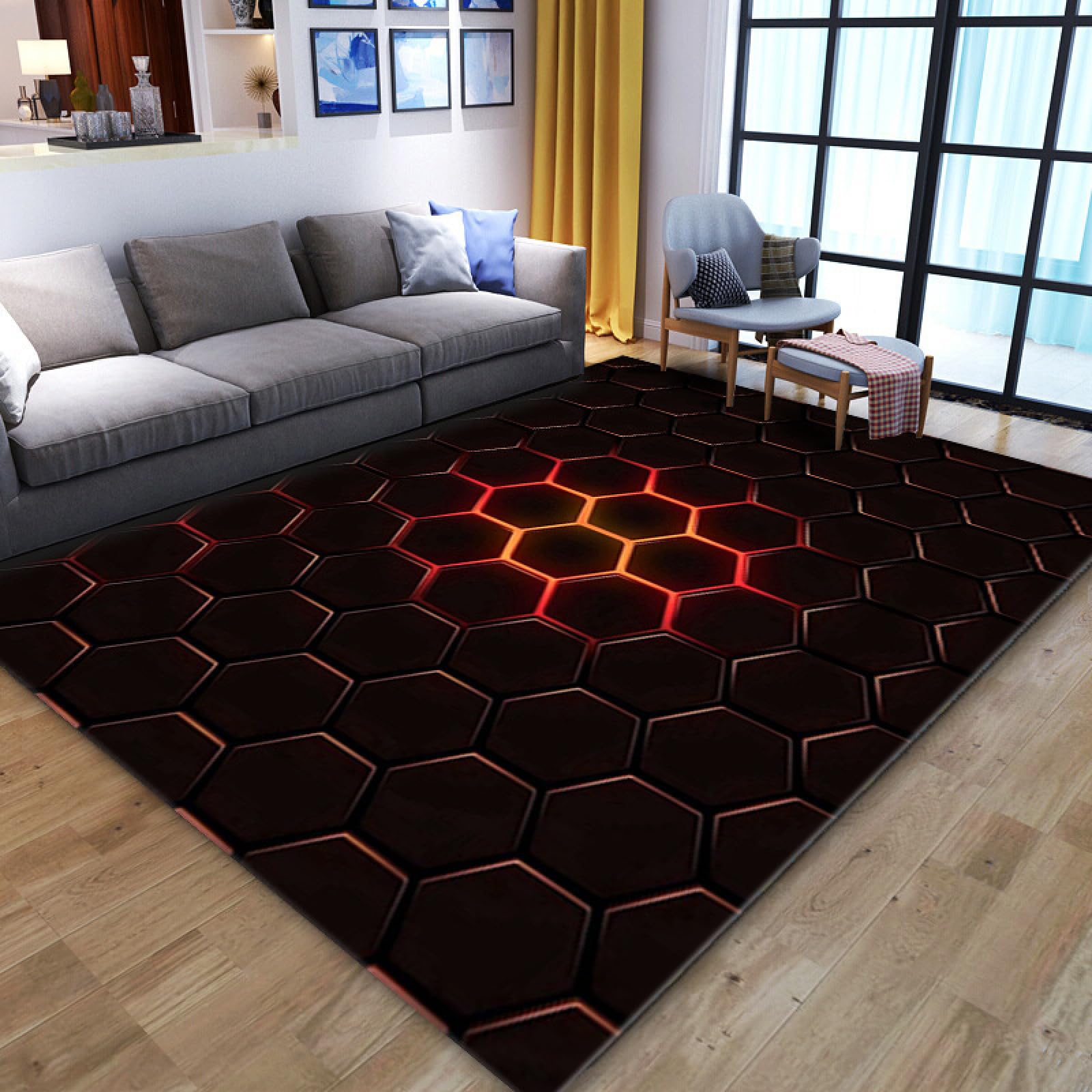 Felpudo Entrada Casa Geometría Roja Alfombra Salon Lavable Alfombra Entrada Casa Exterior Poliéster Felpudo Exterior Lluvia Suave Alfombras de Habitacion Salon Antideslizante Tapete 100x150cm