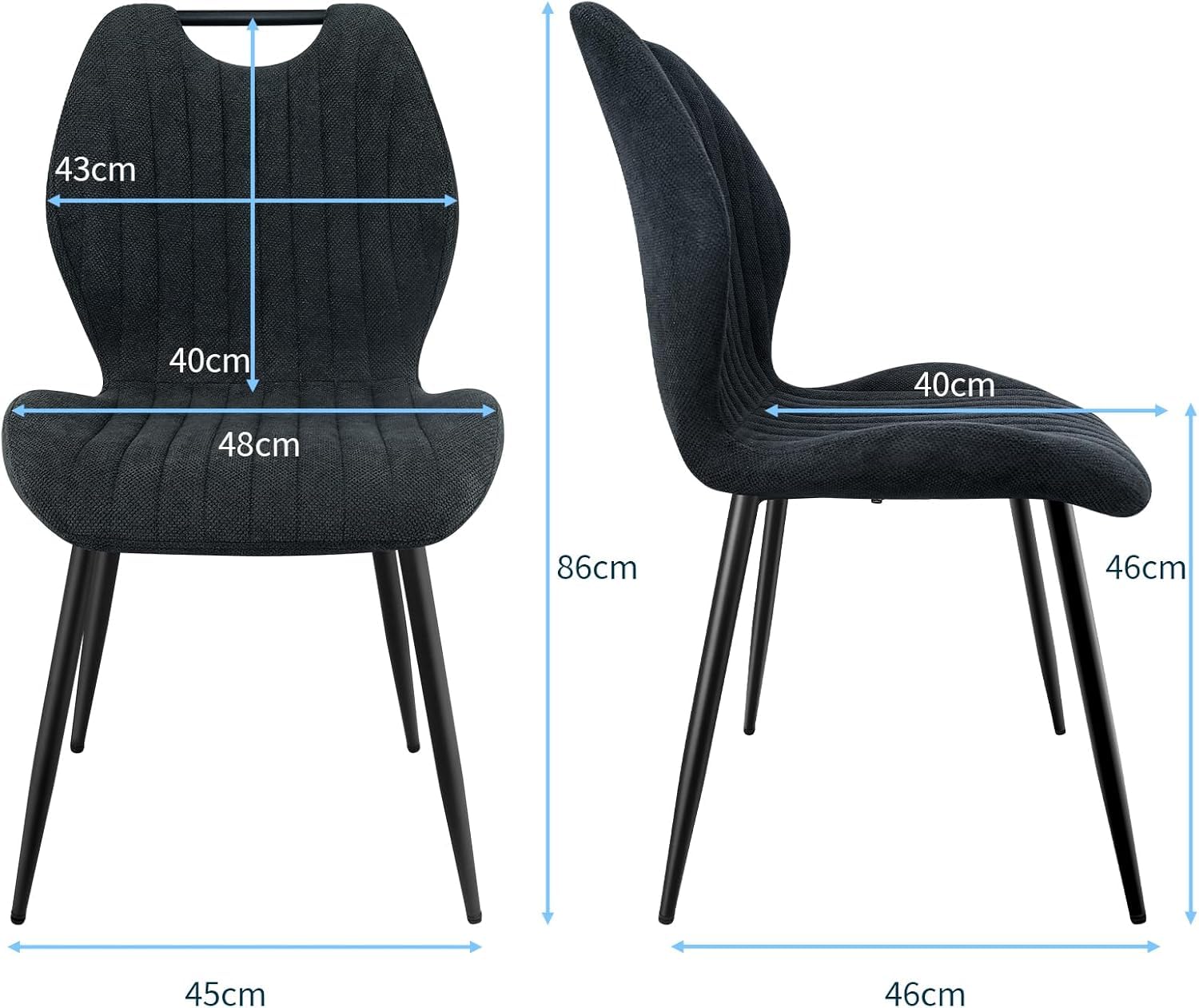 LEWE Esszimmergruppe Esstisch mit 4 Stühlen, 140 x 80 x 76 cm Rechteckig Esstisch aus Holz mit 4 Esszimmerstühle mit Hohe Rückenlehne, Schwarz Eisenbeine, für Küche Esszimmer und Wohnzimmer