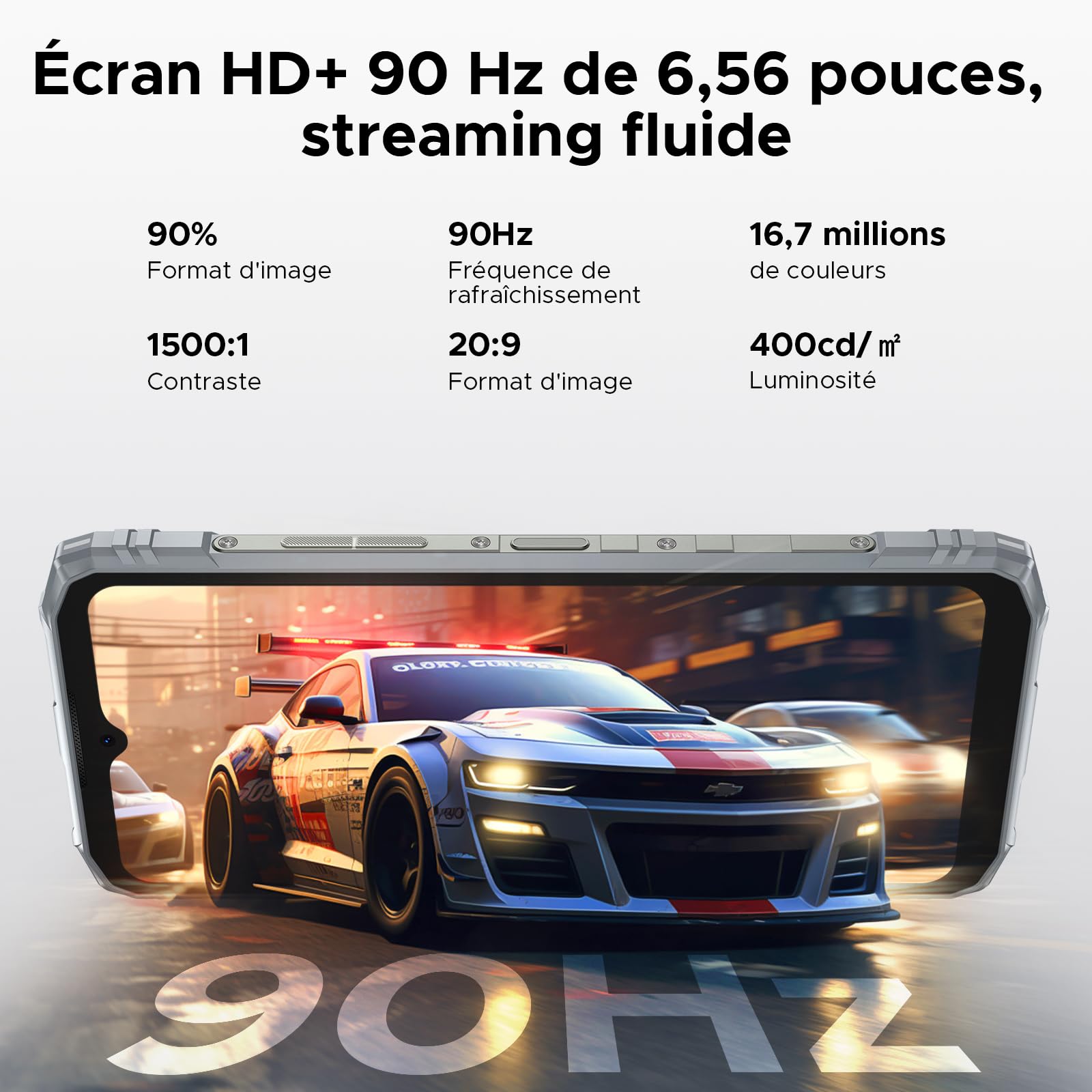 Blade10PRO-E Telephone Portable Incassable Smartphone | Android 15 4.5G 32Go RAM+256Go ROM/2TO, Écran 6.56" HD+ 90Hz, Batterie 6150mAh, NFC, Double SIM, Résistant et Léger (10.7mm)