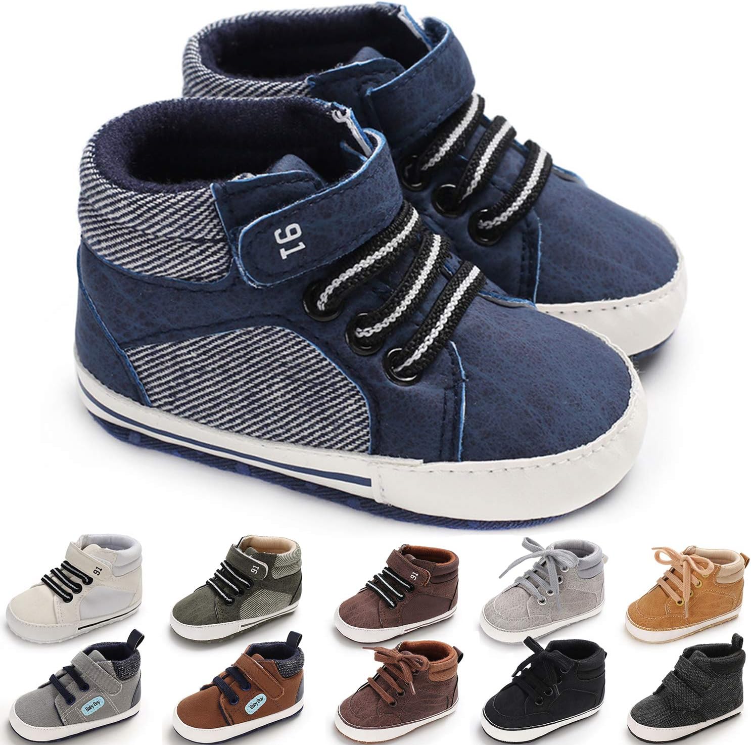 CENCIRILYBaby Girls Boys Ankle Sneakers Shoes Soft Sole Toddler First Walker Infant High-Top Newborn Crib Shoes for 3-18 Months