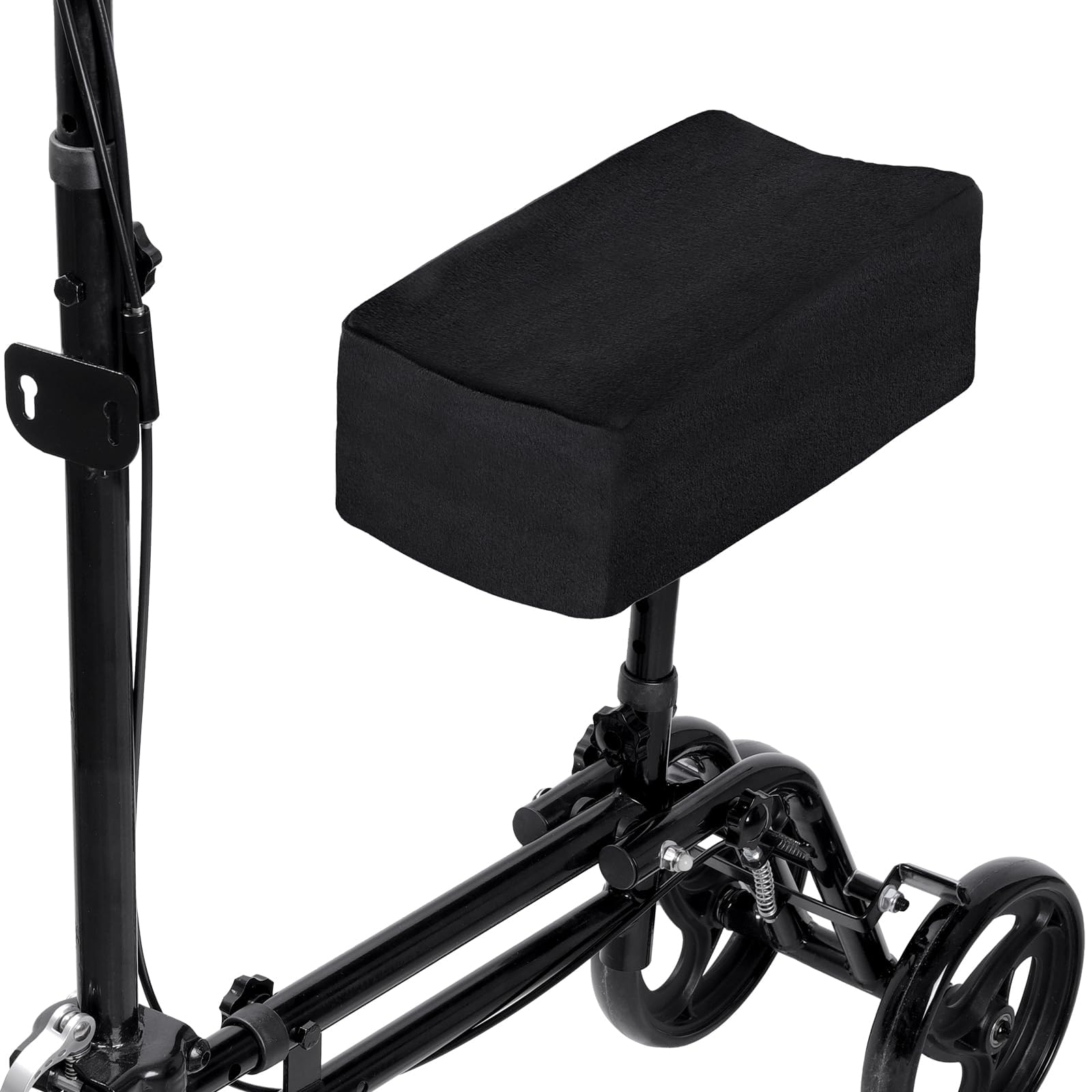 KUAZIDAR Knee Scooter Cushion Cover - 2.6in Highly Resilient Memory Foam, Comfortable Walker Pad, Removable and Washable Cloth Cover, Fits Most Knee Scooter (Black, only Cushion)