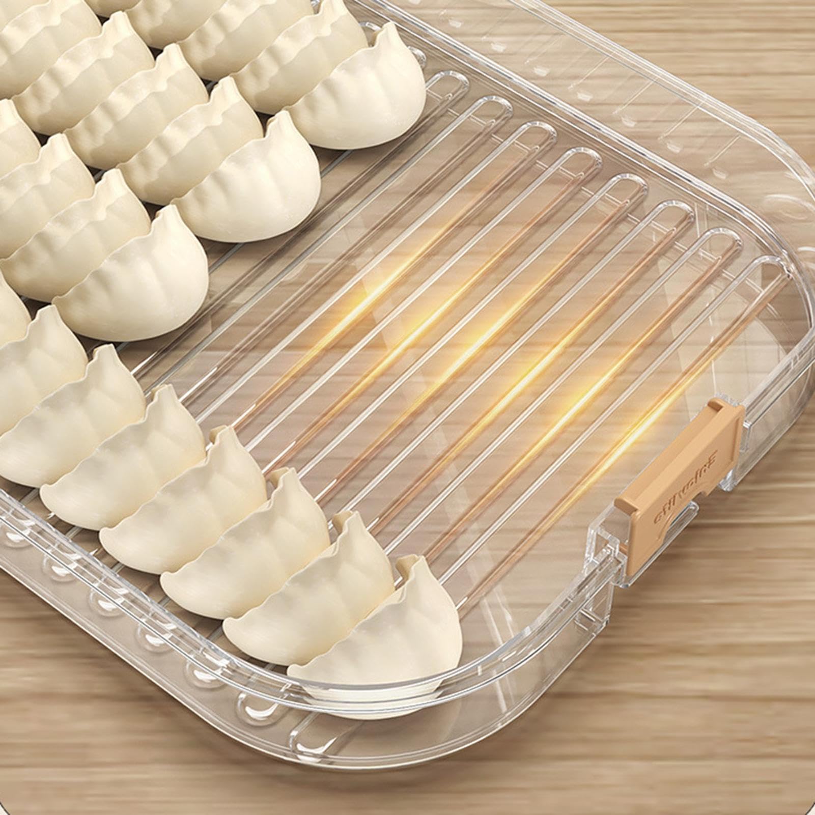 Contenitore per Ravioli - 4 Strati Trasparente, Contenitore Impilabile con Manico e Coperchio, Organizzatore per Alimenti | Soluzione di Conservazione per Cucina a Microonde, Sicura per Congelatore, a