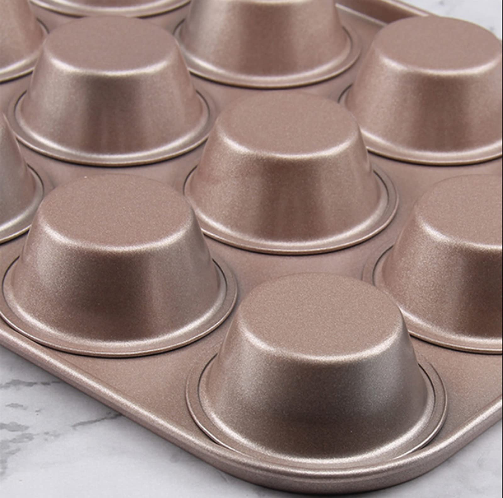 Moldes rectangulares para Cupcakes, moldes rectangulares para Muffins y Cupcakes, moldes para 12 Muffins, moldes Grandes antiadherentes para Pasteles, Color Negro，Gold