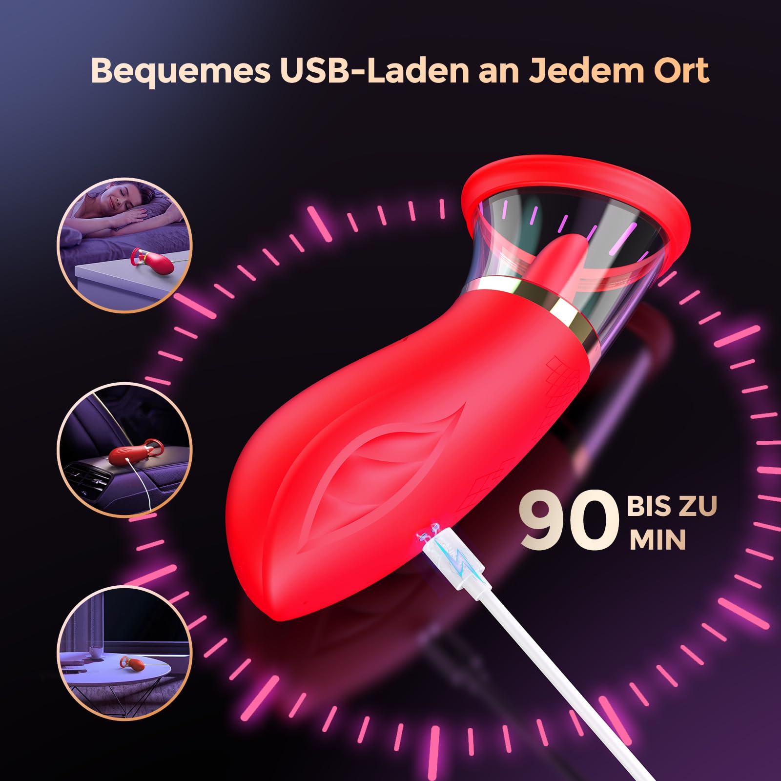 3 En 1 Sex Toys Femme Clitoridien Stimulation Clitoris avec Gros Suceurs, Vibromasseurs Feminin avec 4 Sucer Modes et 5 Léchage Rotation à 360°, Vibro Clitoridiennes Sextoys Pompes Seins Couple Rouge