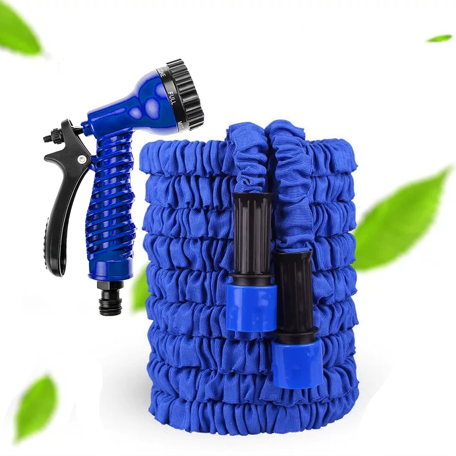 Dicn Blue Hose Pipe Expandable 150Ft With Spray Gun 7 Pattern Garden Watering Washing Magic Flexible Lightweight Hosepipe