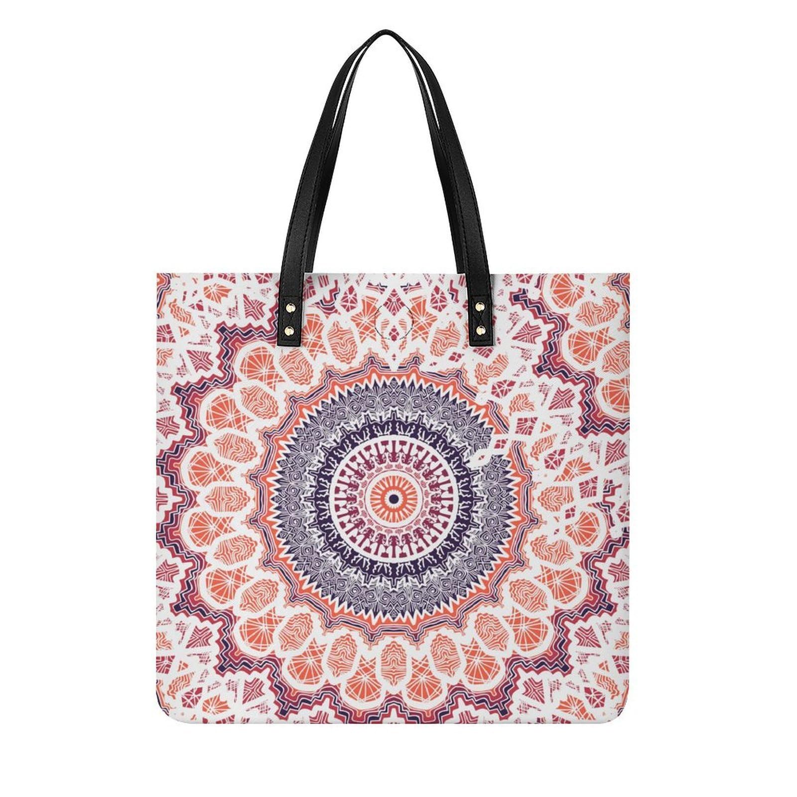 Sac à main Mandala Orange pour femme | Finitions soignées et grand format - 8