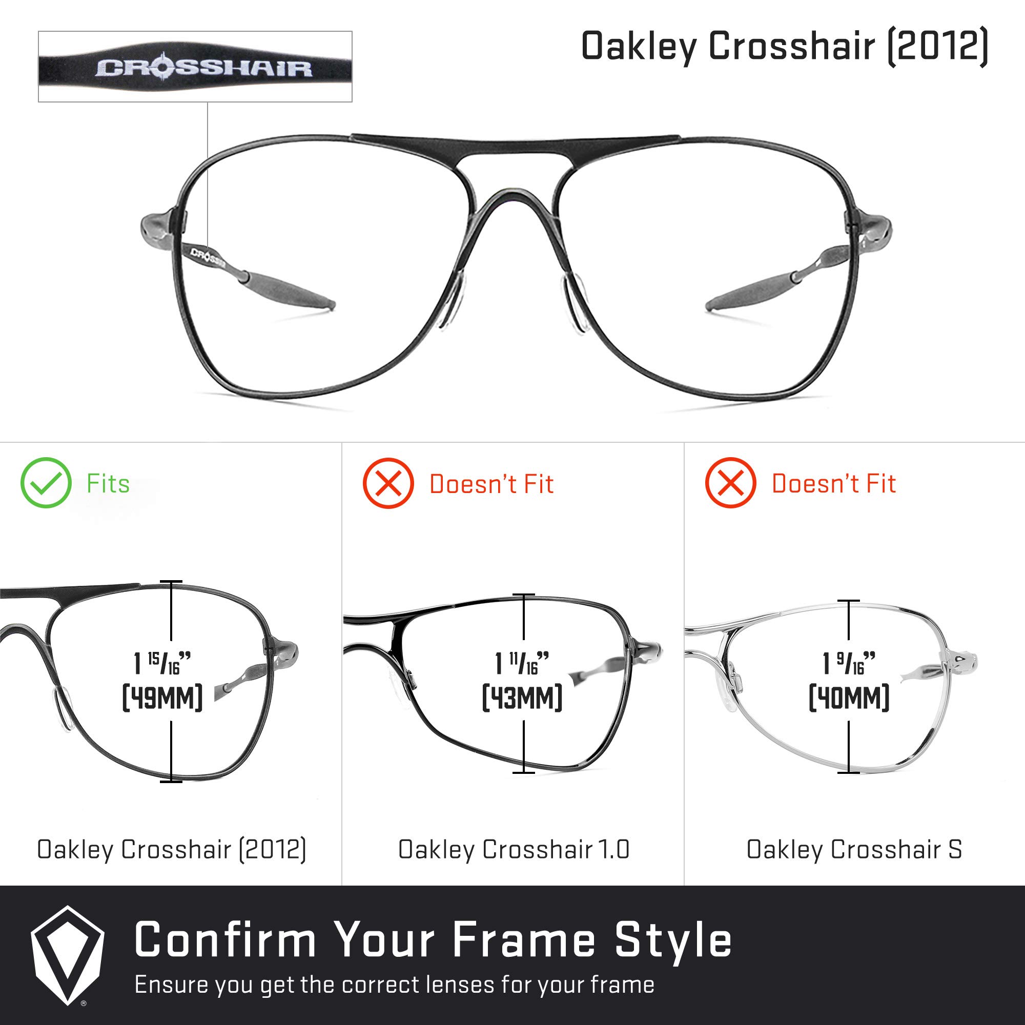 Revant Ersatzgläser für Oakley Crosshair (2012) – kompatibel mit Oakley Crosshair (2012) Sonnenbrille