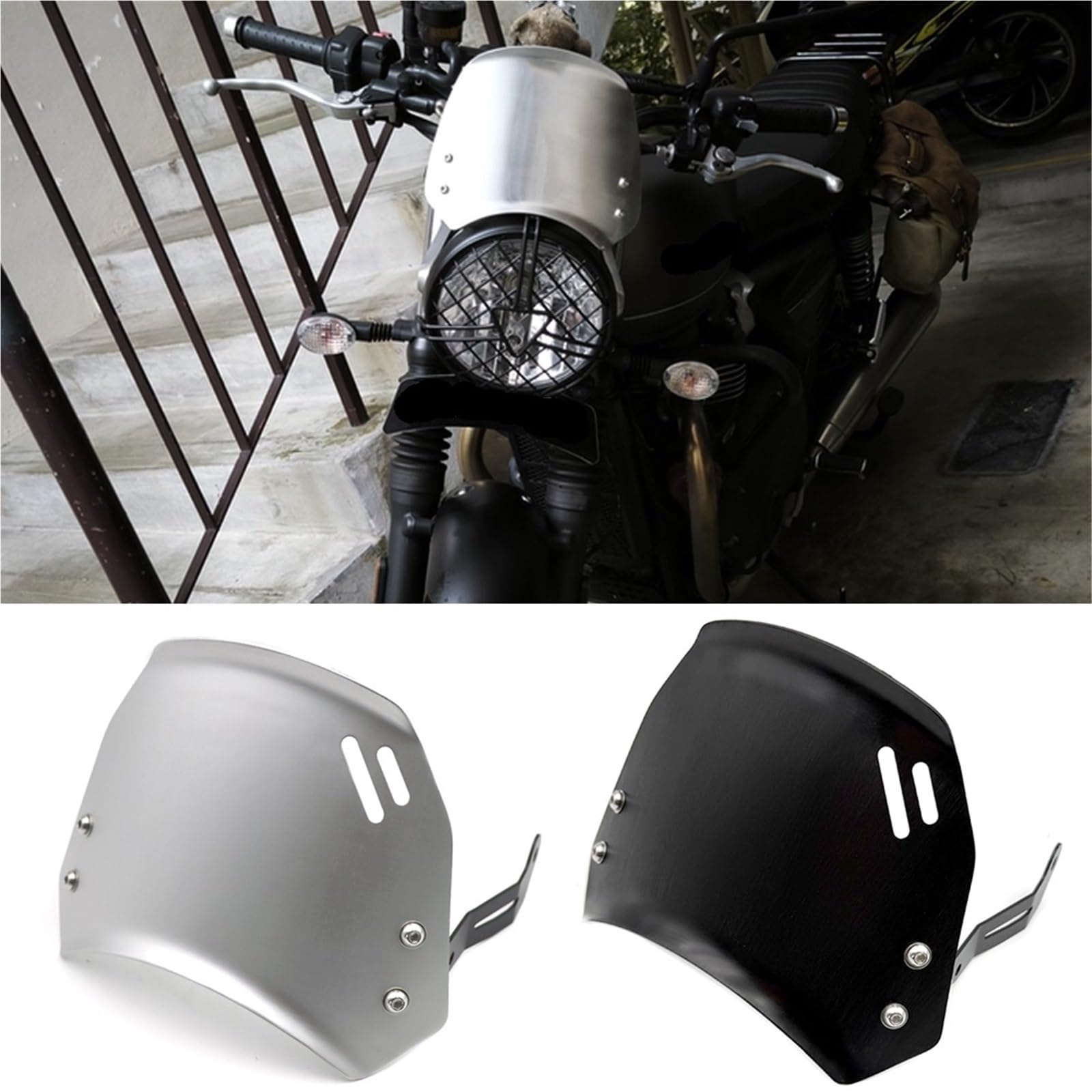 Pantalla Deflectora Moto Compatible con Triumph Bonneville T100 T120 Thruxton 1200 1200R, Visera para Parabrisas de Motocicleta, Kit Deflector Pantalla Viento