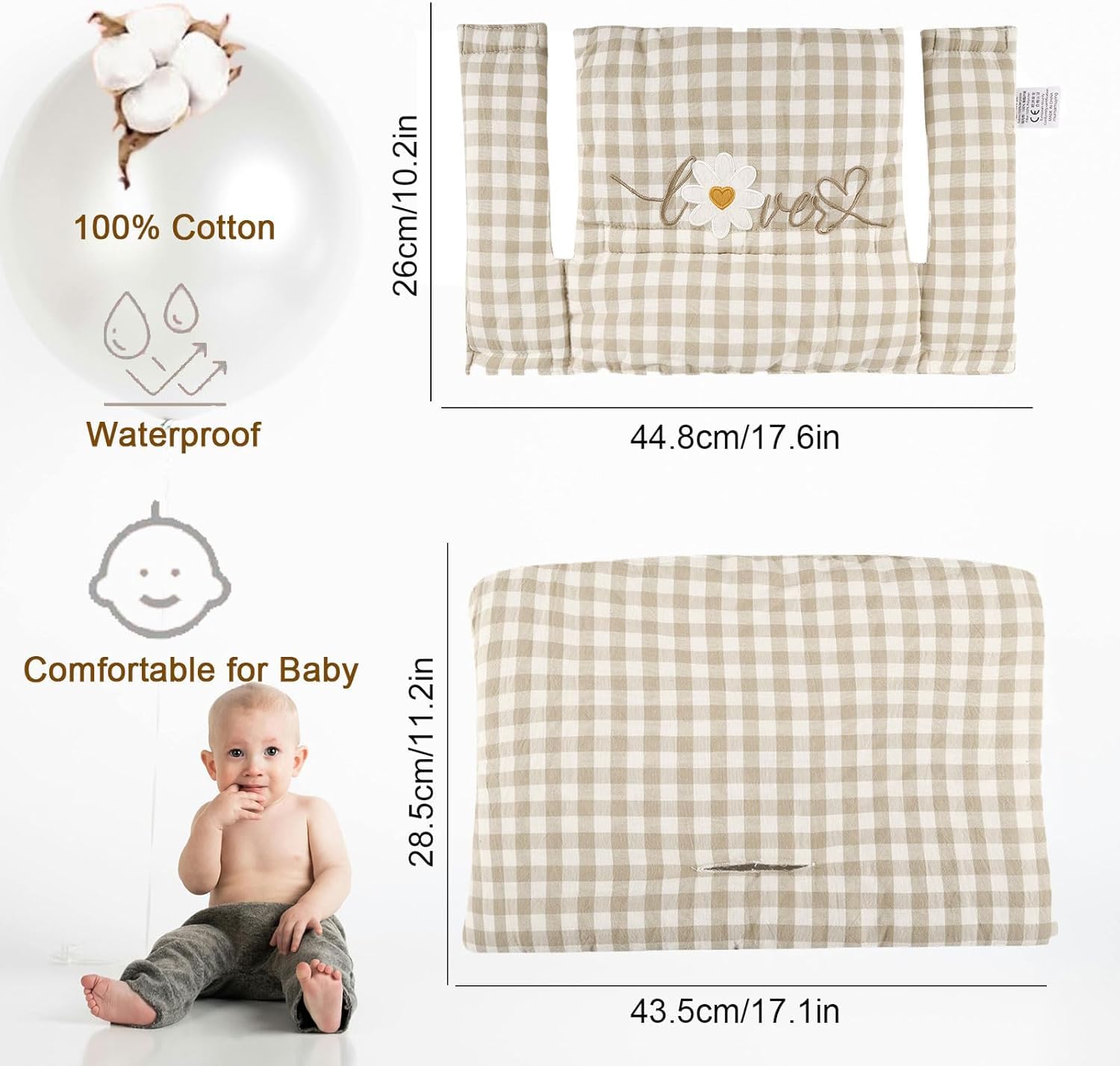 Hochstuhl Kissen für Stokke Tripp Trapp, rutschfest Hochstuhl Sitzkissen Set, Bio Baumwolle Baby Sitzkissen, Verdickung Weiches für Baby & Kids mit Klettverschluss, Hochstuhlzubehör (cj)