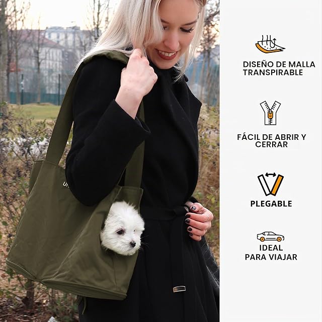 Foto 5 de 7 de United Pets Lazy Dog Bag - Bolsa de Transporte para Perros pequeños, Plegable, Color Verde, 0,25 kg.…