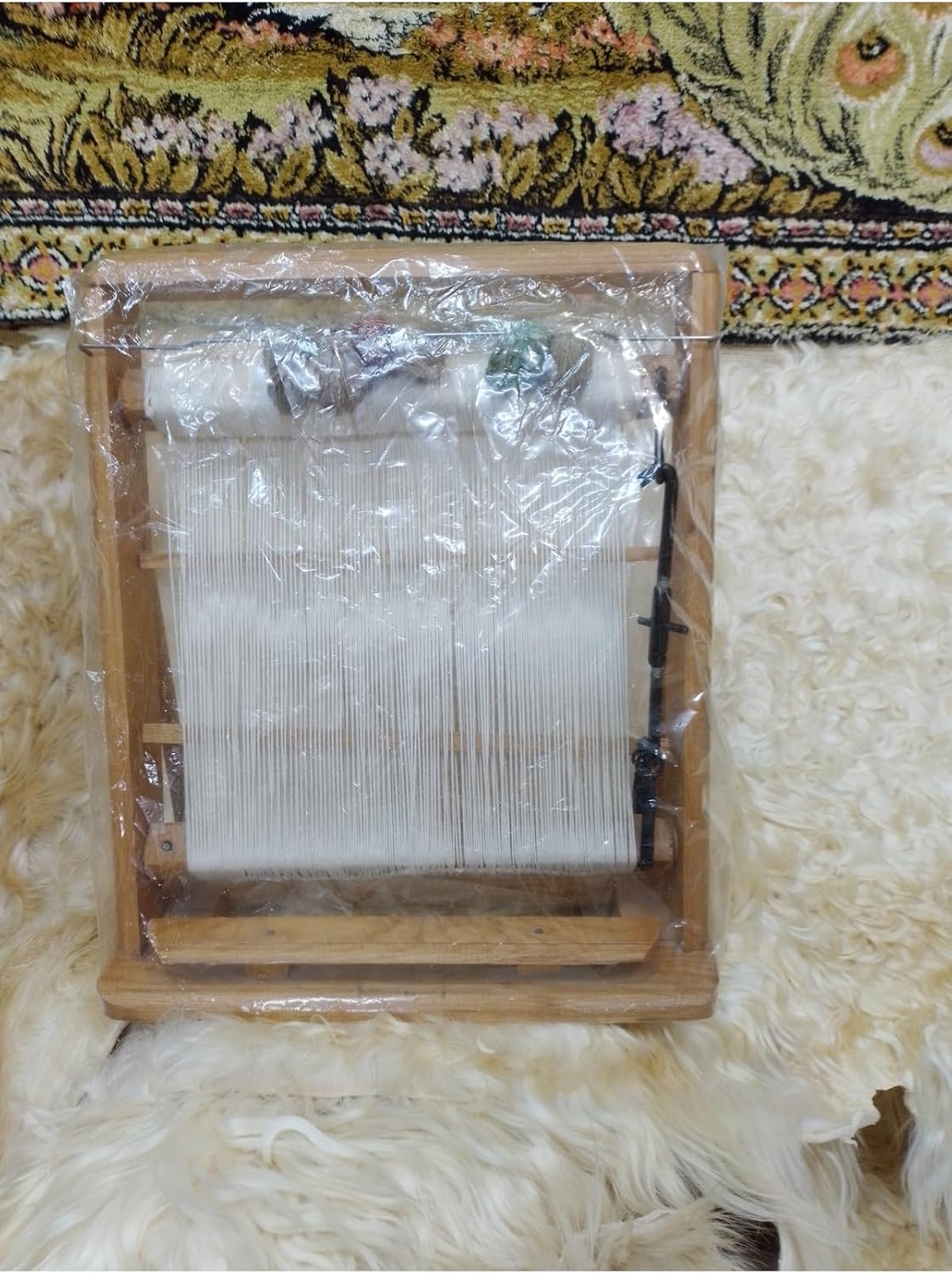 SODEF Wooden Rug Weaving Loom Kit - Mini Tapestry Loom for Educational and Hobby Purposes 11x11.8 in - Beige, 11x12 inch