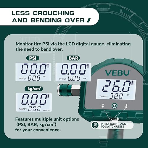 Miniatura 8 de Sistema de inflado de 4 neumáticos, apagado automático, kit de manguera de inflado y desinflado de neumáticos de 4 vías con memoria preestablecida y