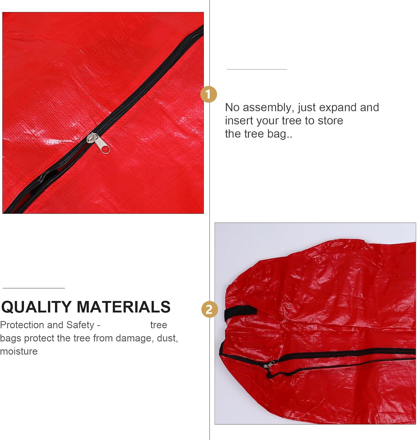 DECHOUS Christmas Tree Storage Bag 165cm Large Zippered Dustproof Pouch Red Sturdy Xmas Tree Container for Holiday Decoration Storage