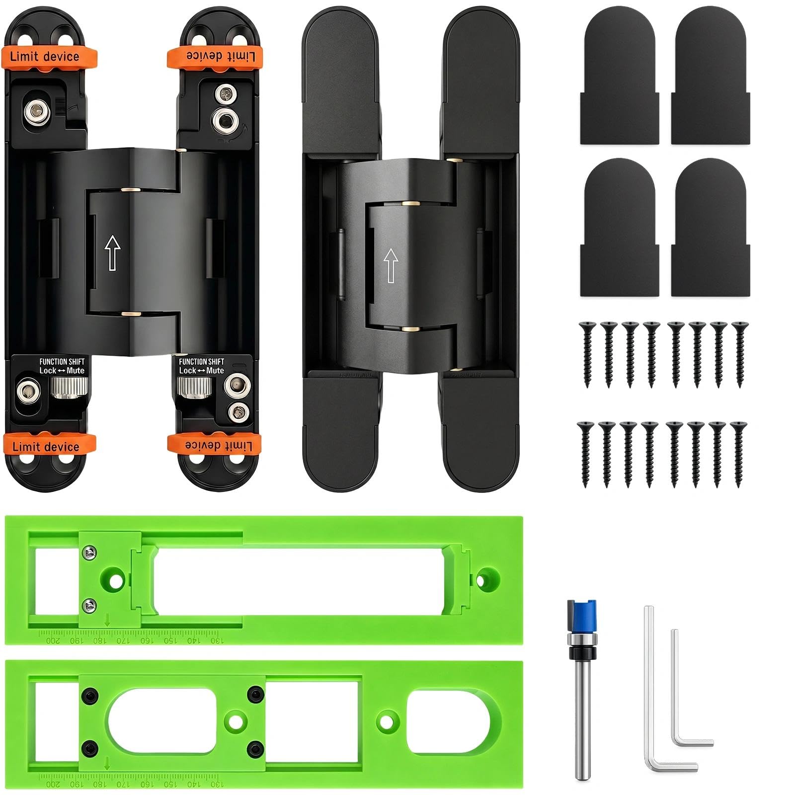 TamBee 7-Inch Heavy-Duty Self-Closing Hidden Door Hinge, Adjustable Invisible Hinge with Speed Control, Automatic Soft Close for Secret &amp; Interior Doors, Support 132 Lbs, Includes Mortising Kit