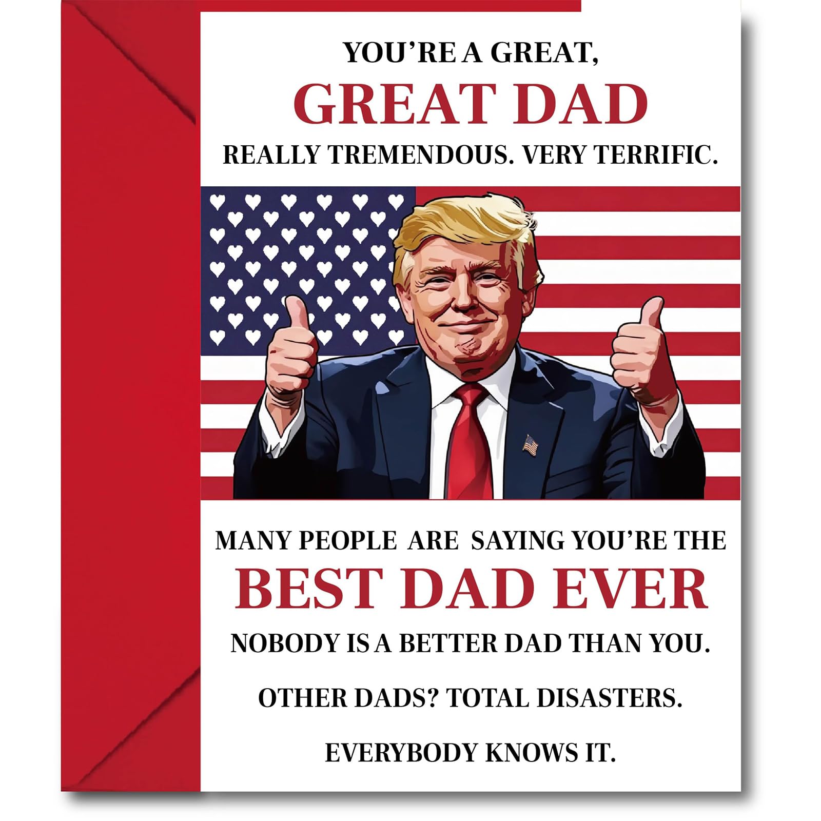 Funny Fathers Day Card Dad Birthday Card Gifts, Funny Trump, From Daughters And Sons, Children And Wives Prepare For Their Fathers And Husbands “Best Dad Ever” Men Easy To Post 18x12cm
