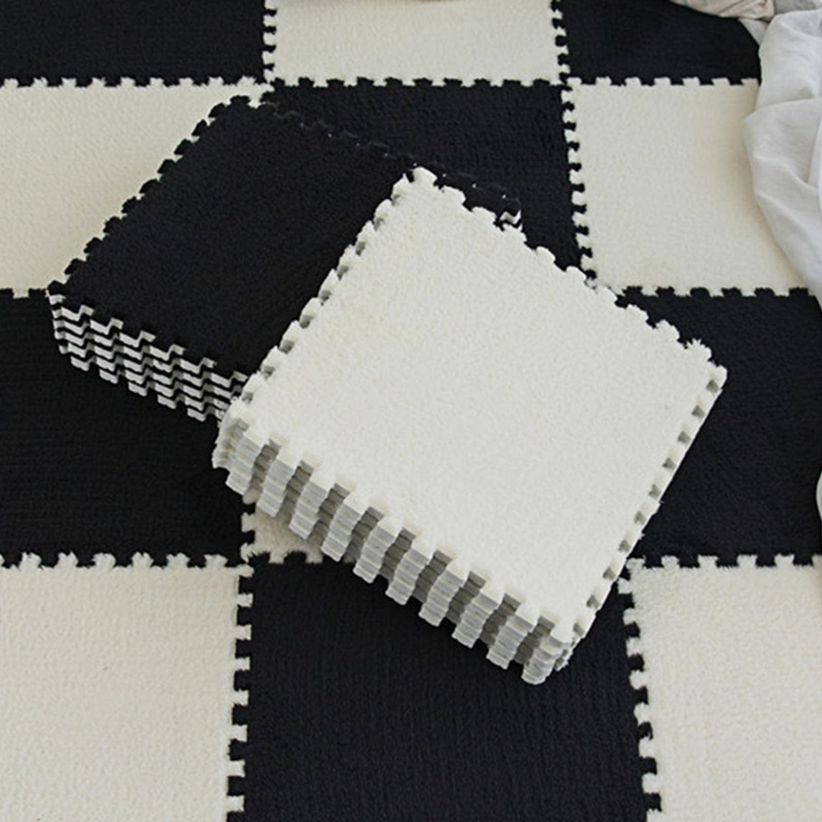 16 Stück Ineinander Greifende Teppichfliesen für Den Boden, Puzzle-Schaumstoff-Bodenmatte, Plüsch-Puzzle-Spielmatte