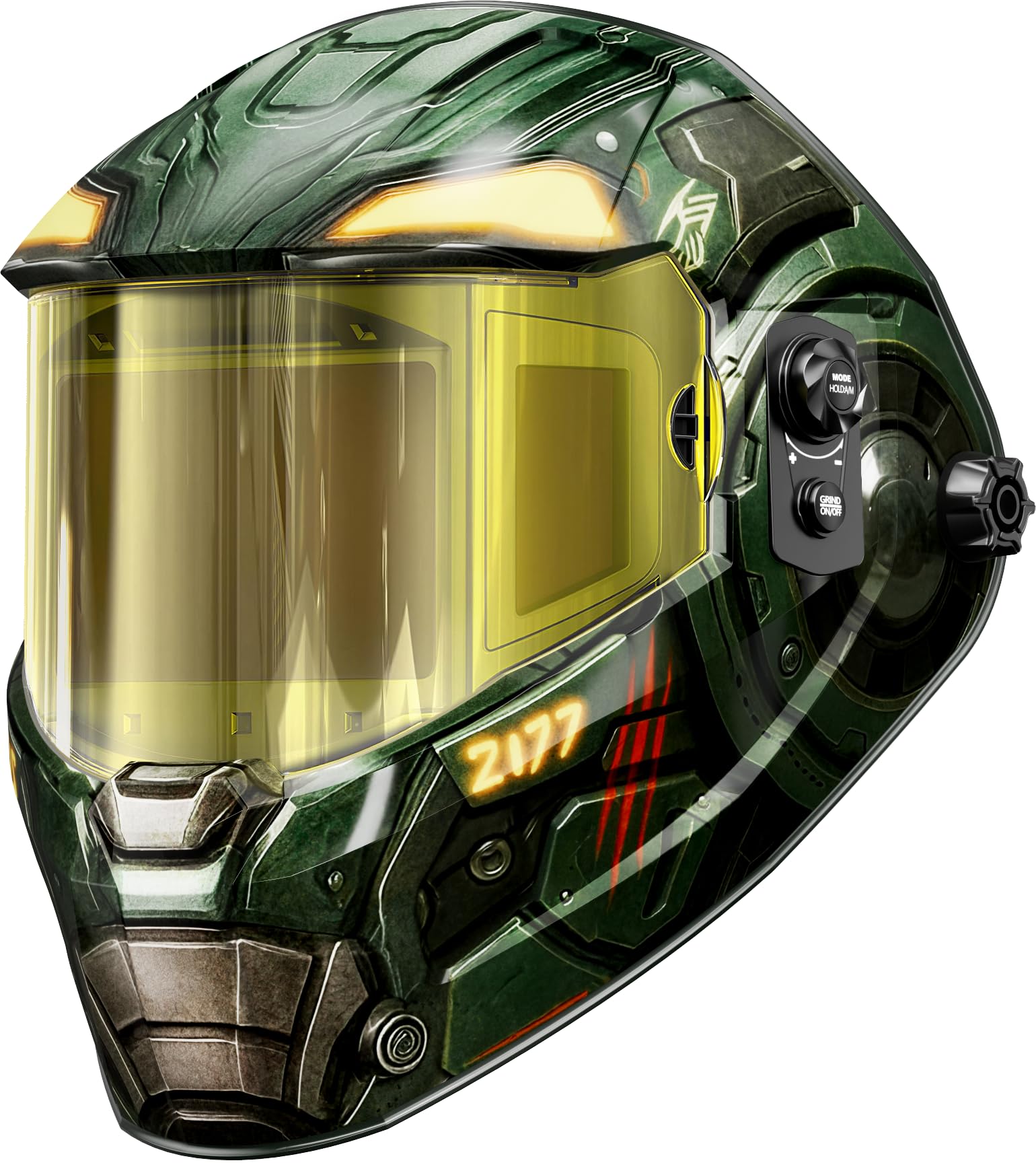 ANDELI Auto Dunkel Schweißhelm mit Digitalfilter & Display |183×81mm Panorama Sichtfeld |True Color+USB-C+Solar | DIN 4/5-9/9-13 | 1/30000s |für MIG/MAG,WIG,E-Hand,Schleifen,Schneiden(OPTIM-600LB-TGB)