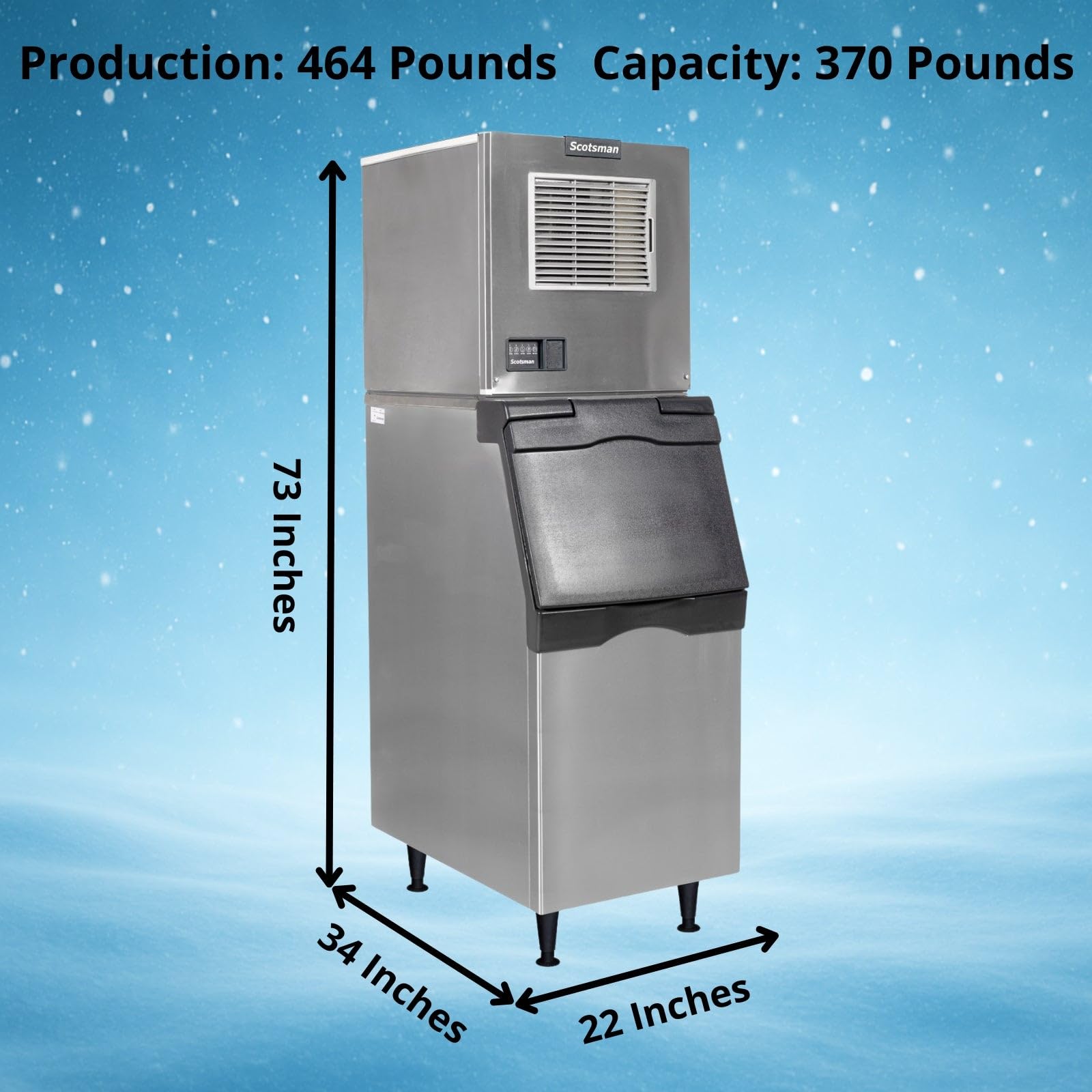 Scotsman Prodigy Elite Medium Cube 22" Ice Maker - 464 Lb/Day, 370 Lb Storage Bin on Fridge.com - View 3