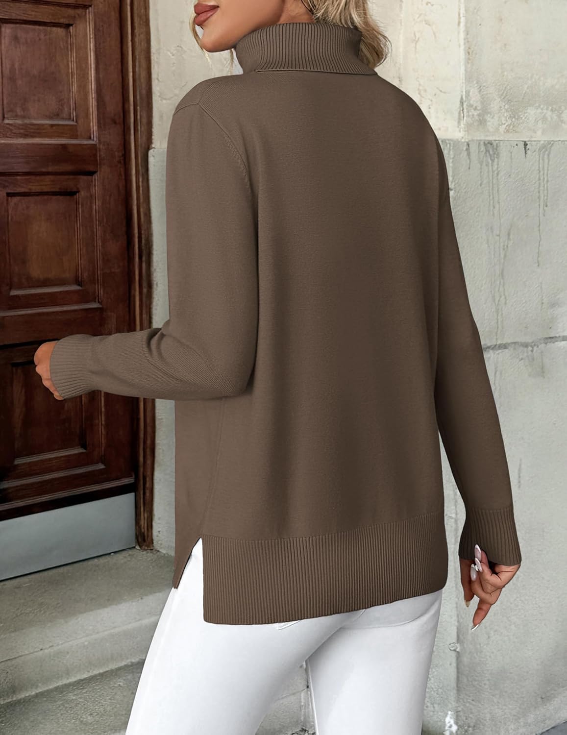 Zeagoo Women's Turtleneck Sweater Long Sleeve Spilt Hem Casual Knit Pullover Chunky Fall Winter Jumper Top 2026 - Image 5