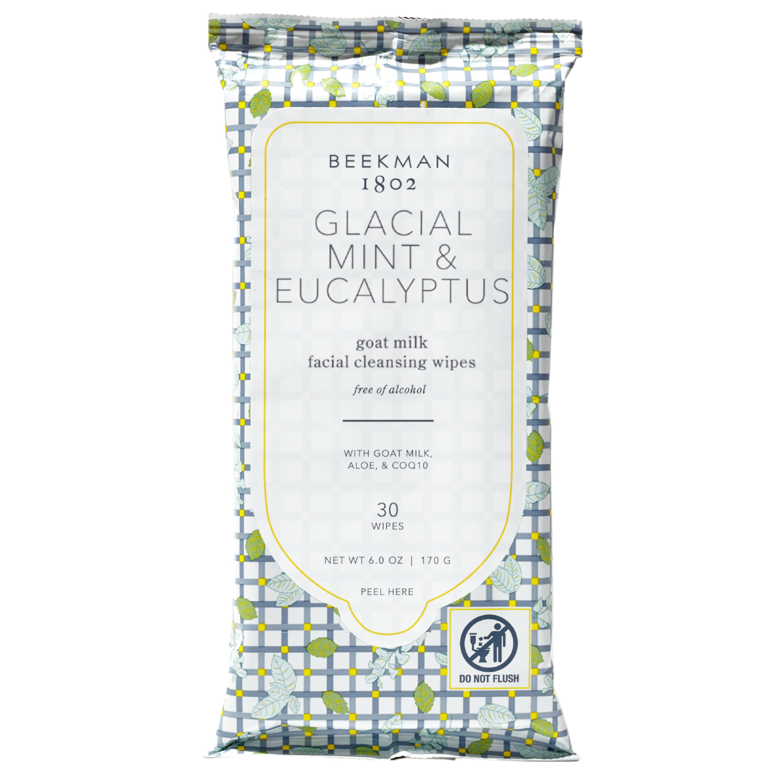 Glacial Mint & Eucalyptus Face Wipes - 30-Count - Scented - Cleanses, Nourishes & Hydrates - With Goat Milk, Aloe Vera - Good for Sensitive Skin - Cruelty Free