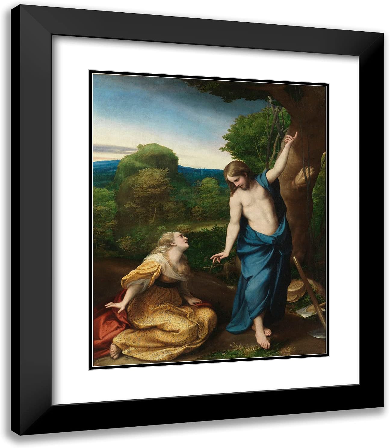 ArtDirect Correggio 20x23 Black Ornate Framed Art Print with Double Matting Titled: Do Not Touch Me