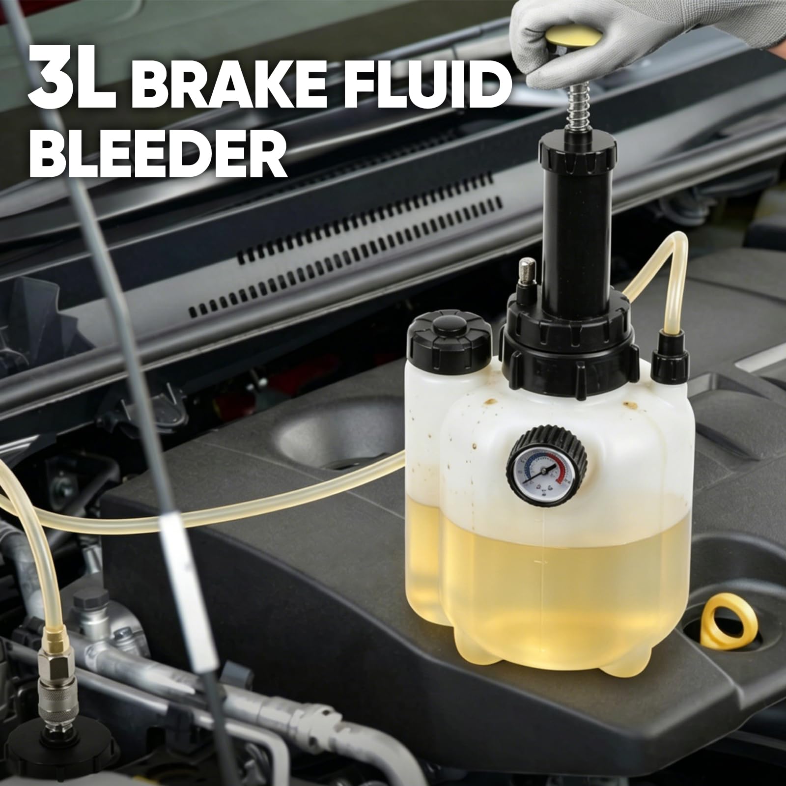 Purgeur de Frein Voiture 3L, Vidange Liquide De Frein et D’Embrayage avec Adaptateur Universel E20 pour la Plupart des modèles en EUR