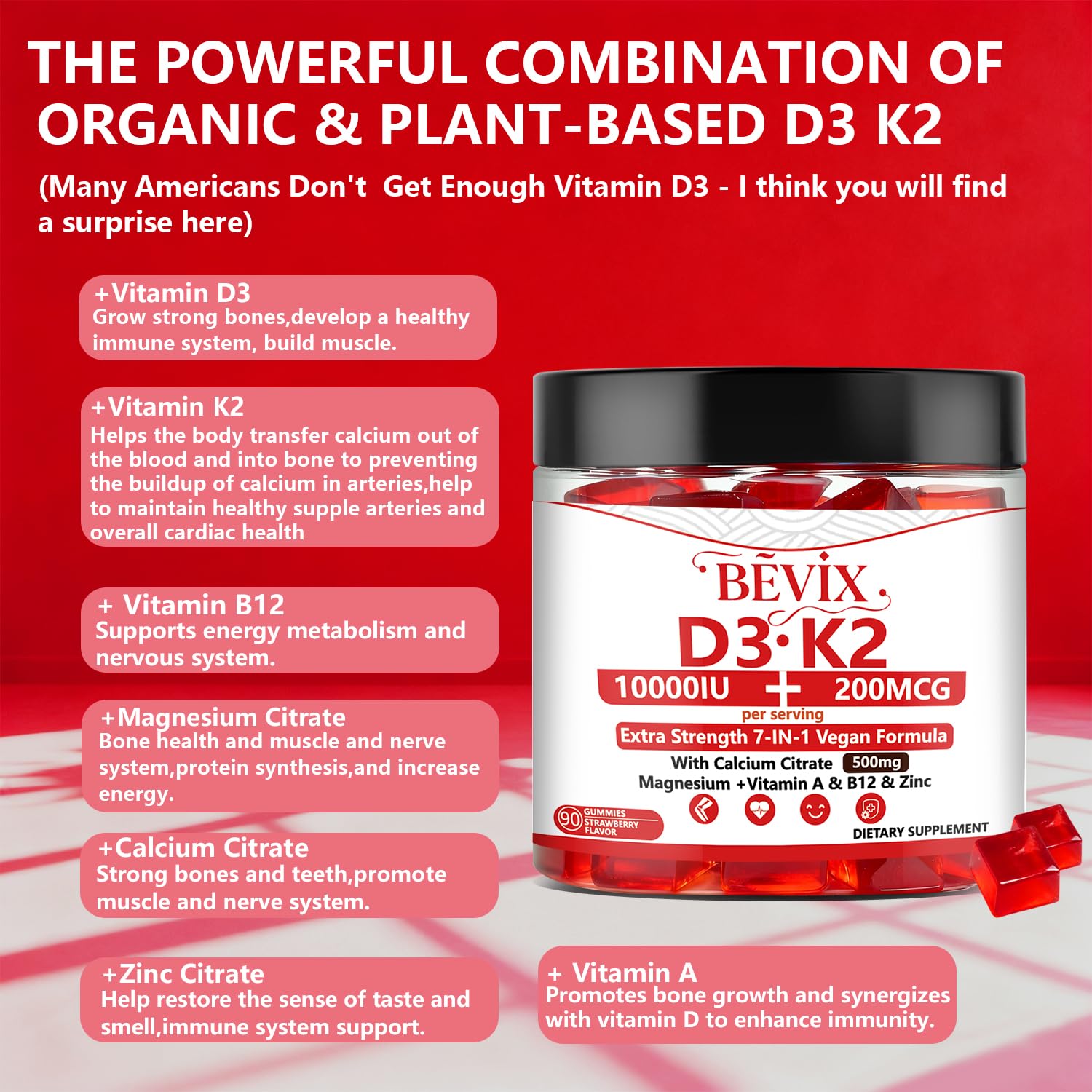 Vitamin D3 K2 Gummies Sugar Free for Women & Men — Amazon image 5