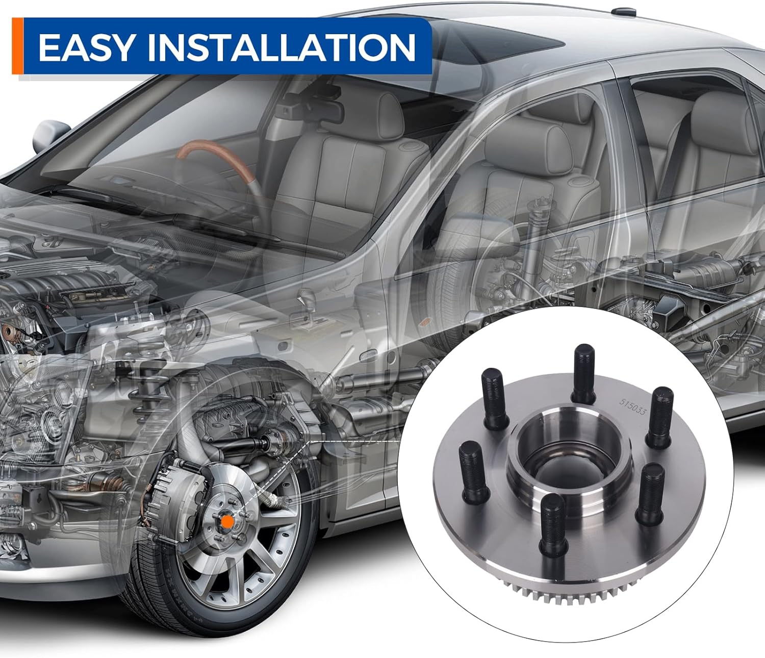PAROD 515033 Front RWD Wheel Hub Bearing Assembly Fit for Dodge Dakota 1997-2004,Durango 1999-2003 4-Wheel ABS