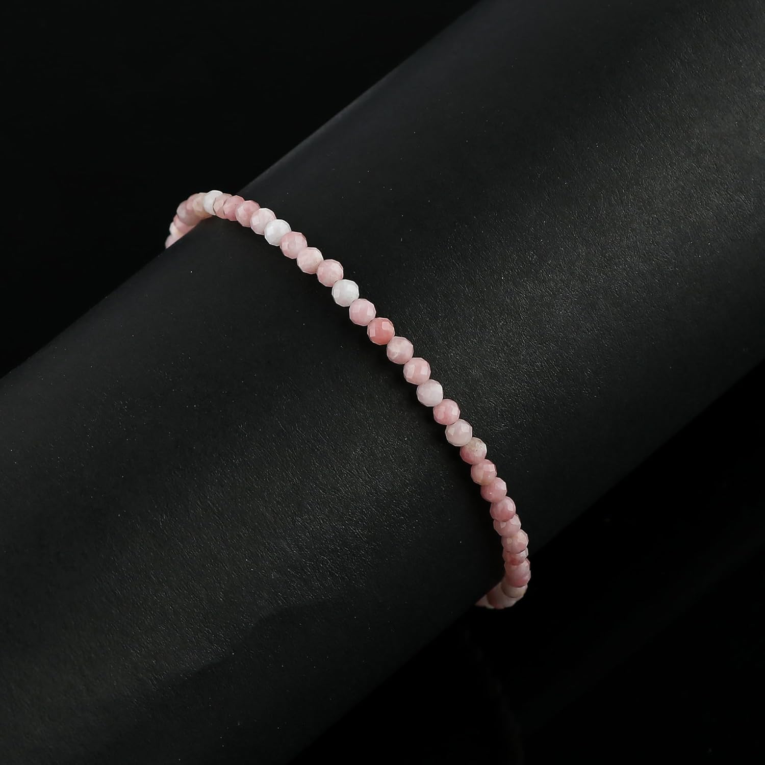 TGH Natural Gemstone Beads Bracelet - Micro Faceted 3-3.5mm Healing Crystals - 7+1 Inch Silver Plated Brass Chain - Birthstone Jewelry
