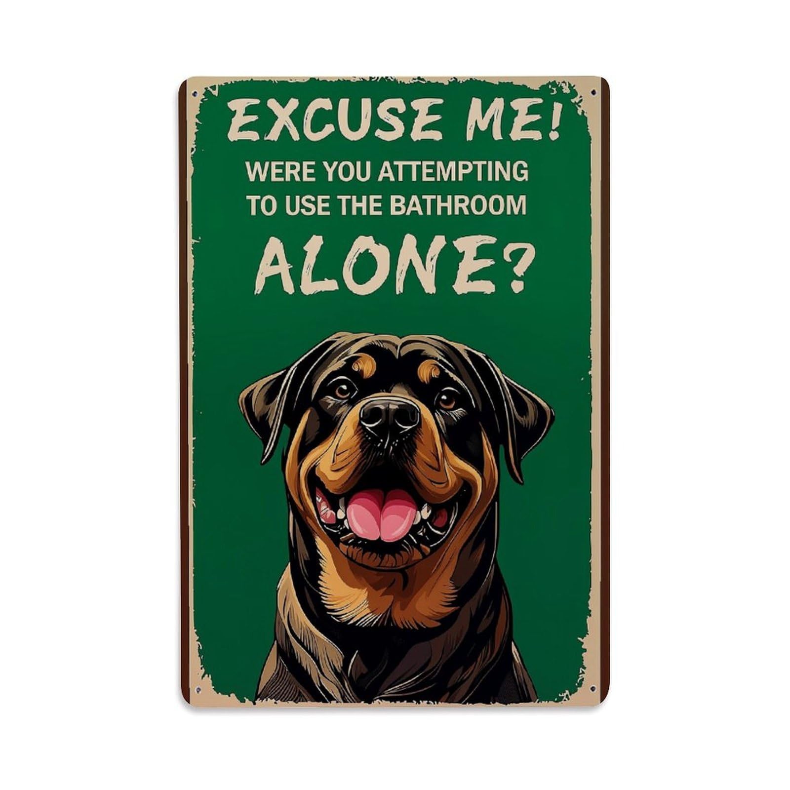 Jdfenggu Vintage Dog Bathroom Humor Sign Art Retro Metal Tin Sign, Decor Art Poster For Bar, Home, Man Cave, Kitchen, Laundry Room Gift 8X12inch