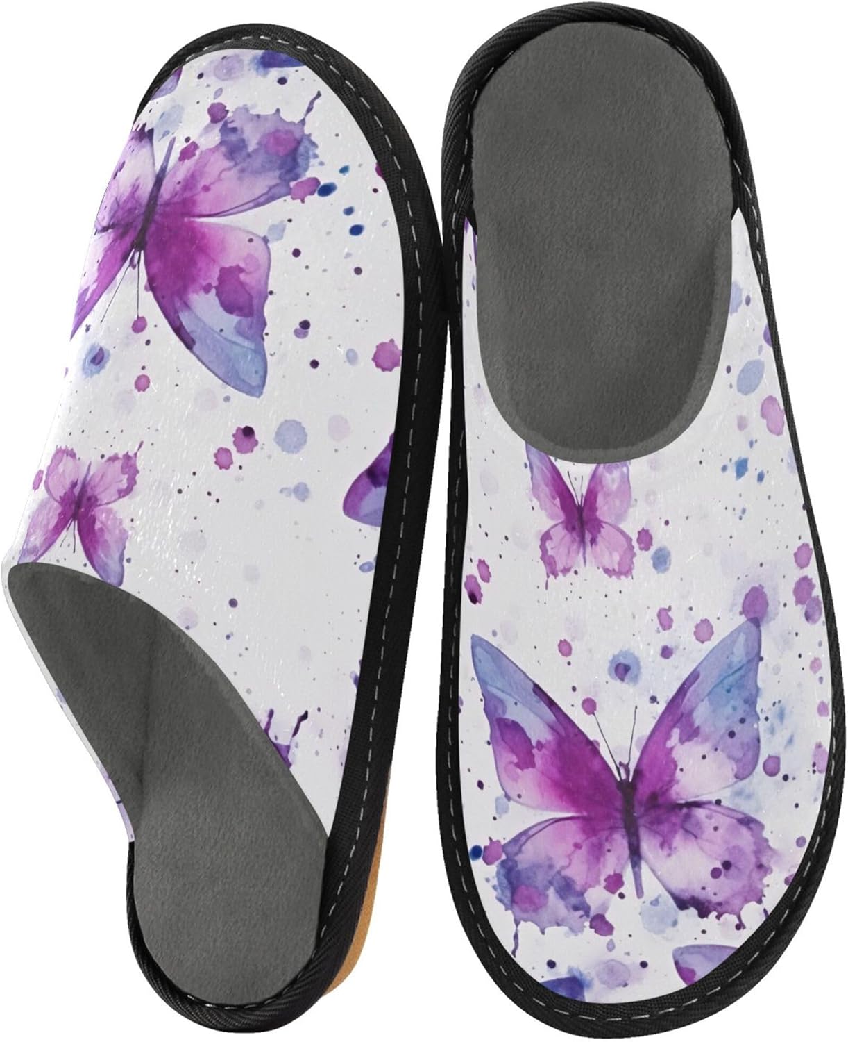 Butterfly House Slippers – Cozy Fuzzy Slippers for Guests, Washable & Disposable, Perfect for Shoeless Home, Spa & Hotel Use A111815