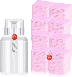 Saviland 1080PCS Lint Free Wipes for Nails - Super Absorbent & Soft | Pump Dispenser Bottle | Nail Wipes for Gel Nail Polish Gel Nails | Eyelash Glue Wipes | Nail Polish Remover Pads | Nail Prep Set