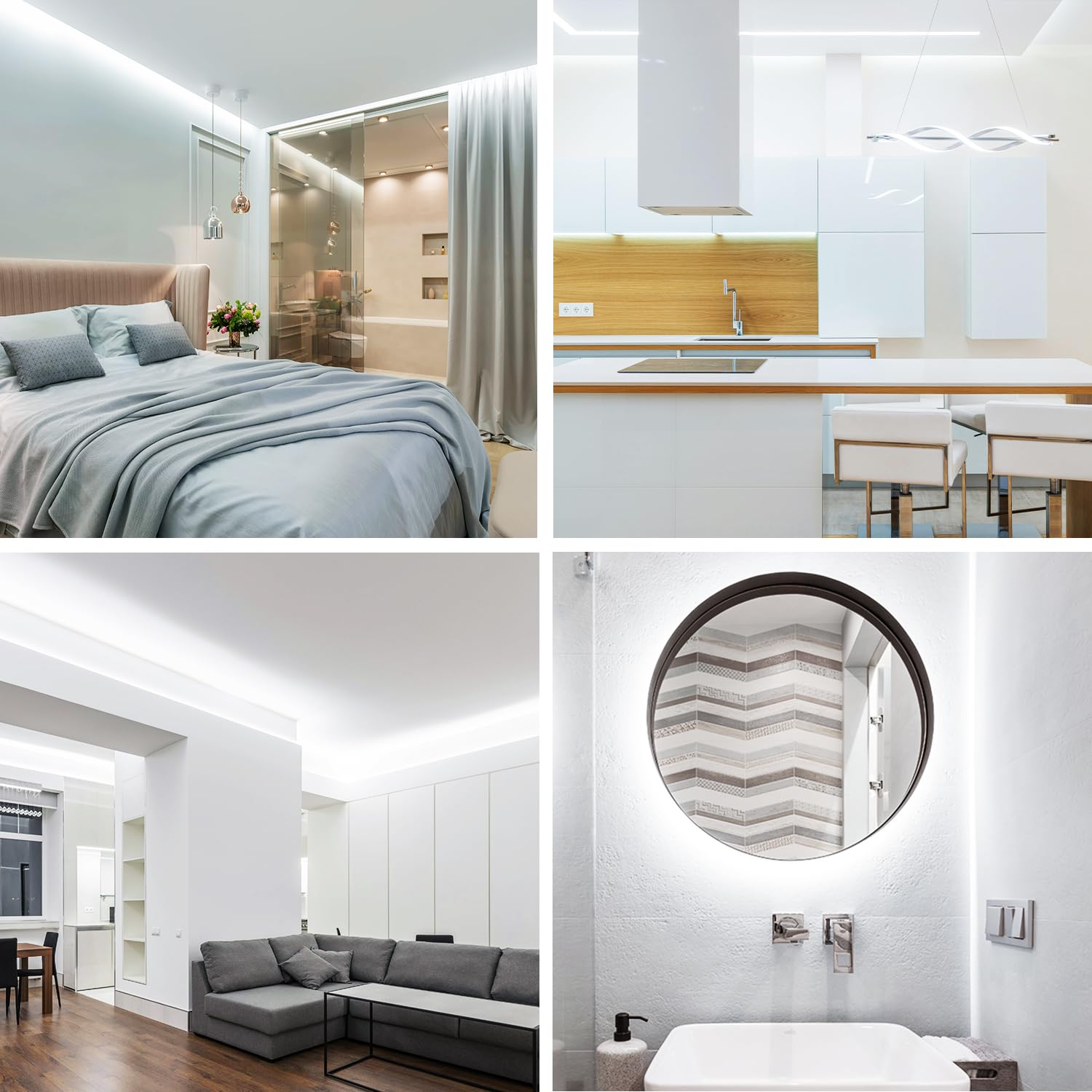 cob Led strip 15m,APP Steuerung,mit Fernbedienung,DC24V 6000k Weiß LED band,flexible Dimmbar cob LED Streifen,anwendbar auf Schlafzimmer, Raum,DIY Dekoration