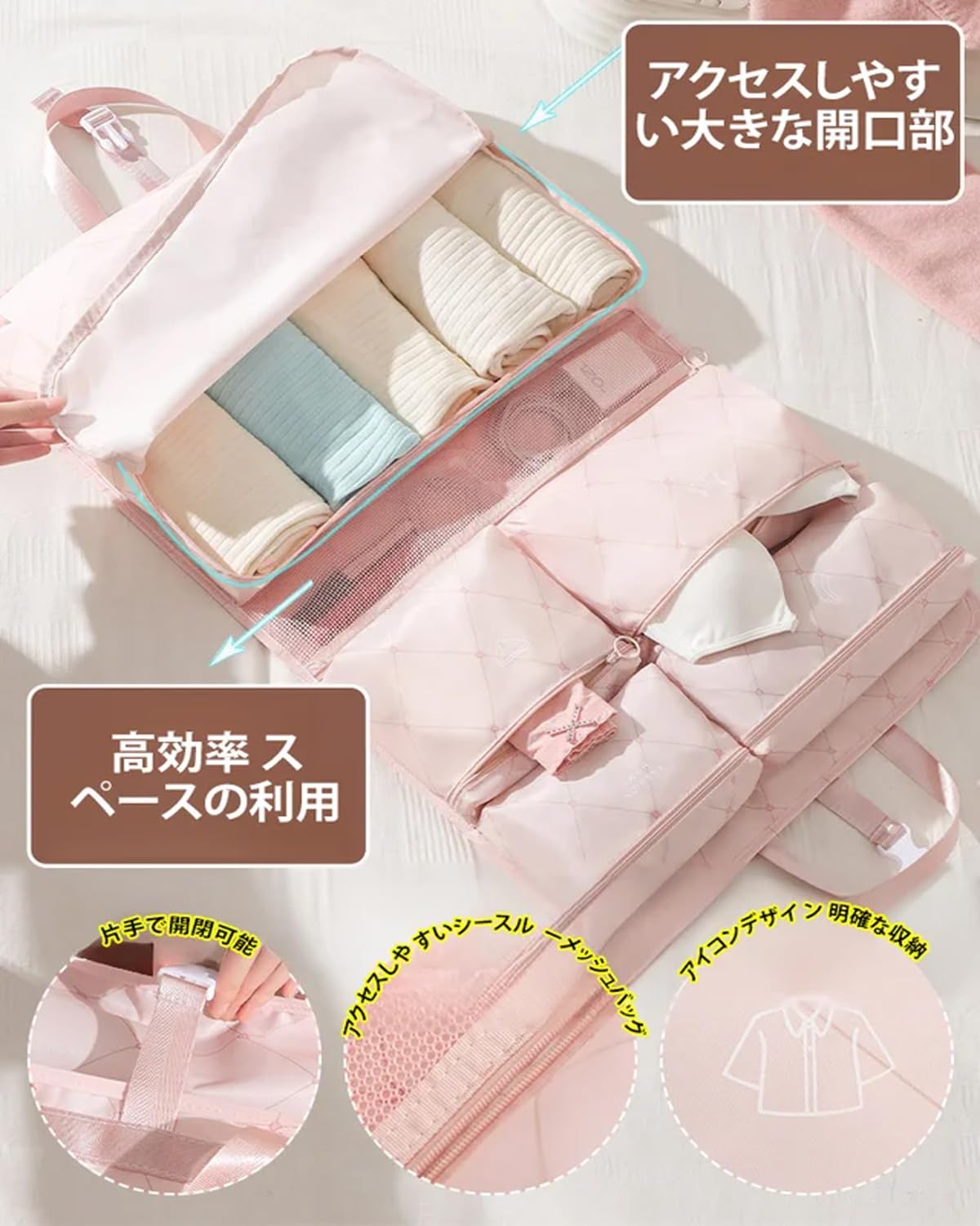 Amazon.co.jp: 7イン1多機能旅行収納バッグ、スマートトラベル収納