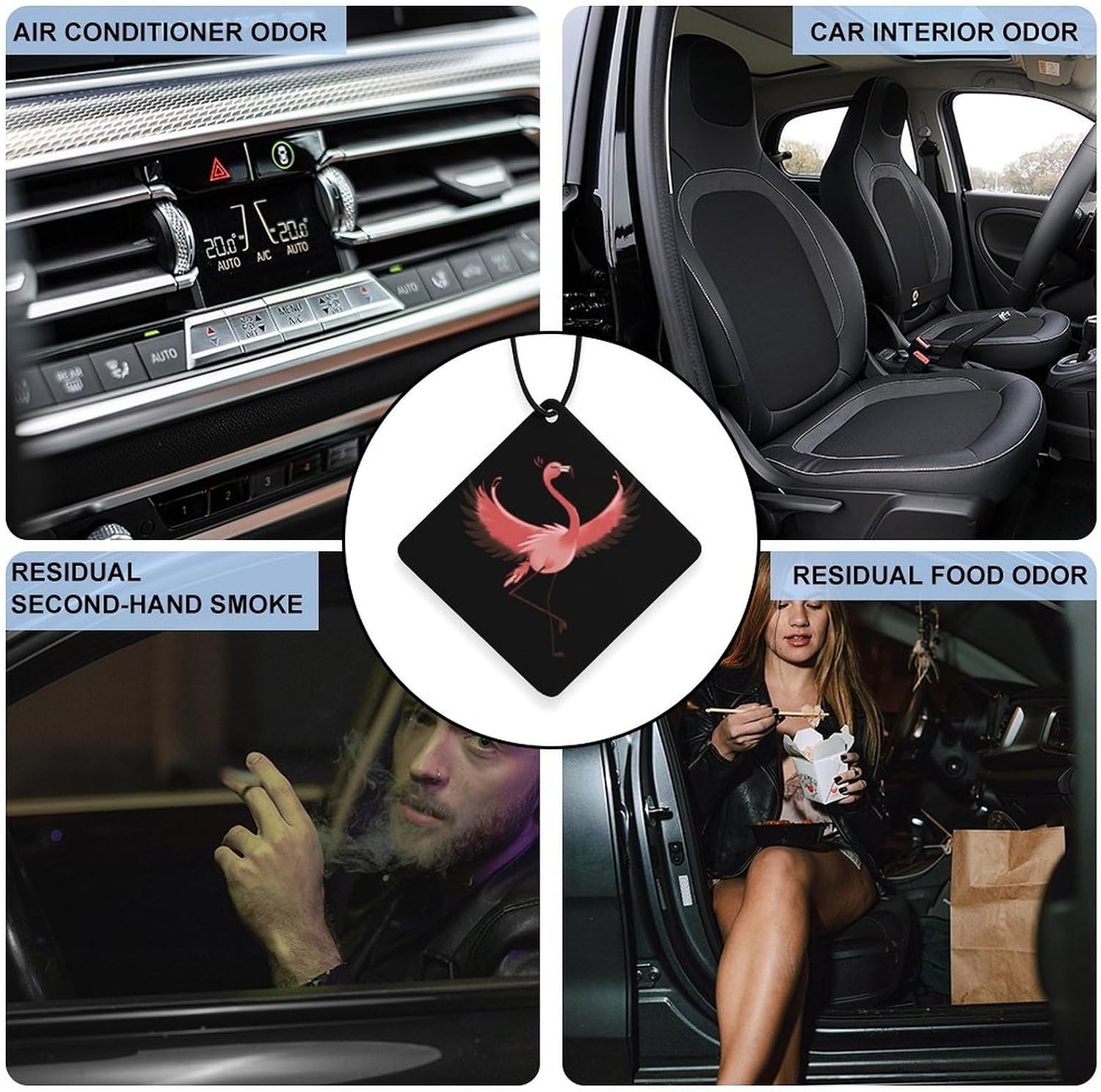 Flamingo Car Air Freshener Cute Hanging Aromatherapy Tablets for Car Home Rhombus