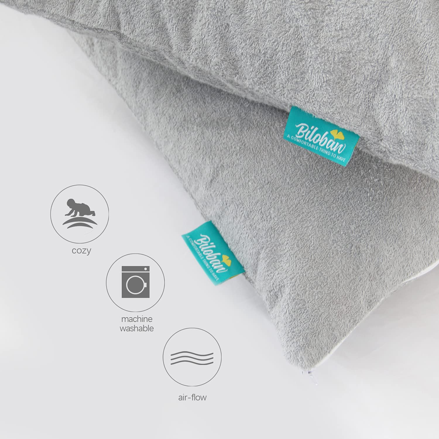 Biloban - Protector de almohada impermeable para bebé (2 unidades), gris