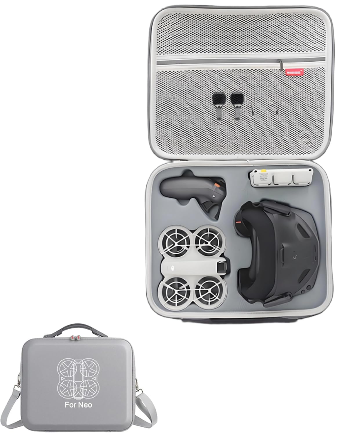 Twarda torba do przenoszenia DJI Neo Motion Fly More Combo, do przechowywania gogli N3, RC Motion 3, śmigła i akcesoriów dwukierunkowych do ładowania, szary, Twarda obudowa do DJI Neo Motion Fly More