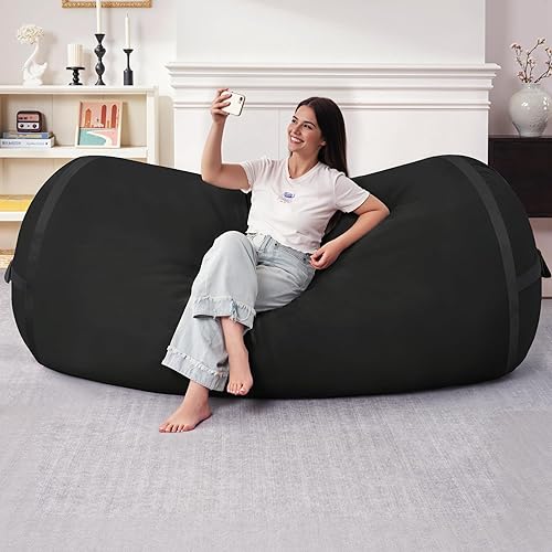 Miniatura 116 de HABUTWAY Puf gigante de 2 pies para adultos, con relleno de espuma viscoelástica, puf grande con funda de terciopelo holandés extraíble para sala de