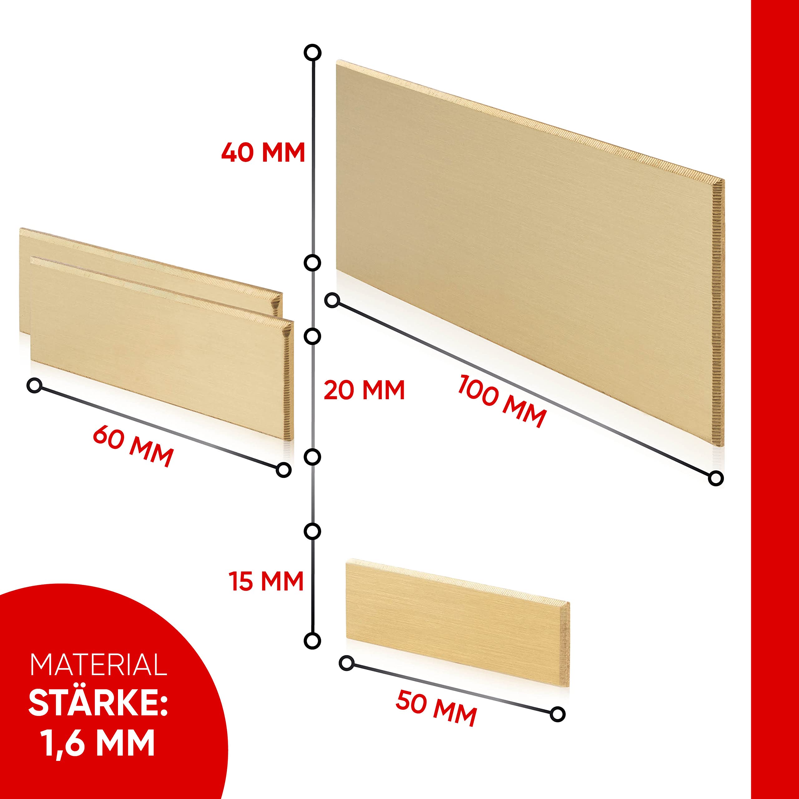 Premium Messing Schilder Set zum Beschriften aufkleben Namensschild Haustür Schild, Klingelschild, Briefkastenschild, Türschild selbstklebend - mit Geschenkebox & keine Werbung Aufkleber Etiketten
