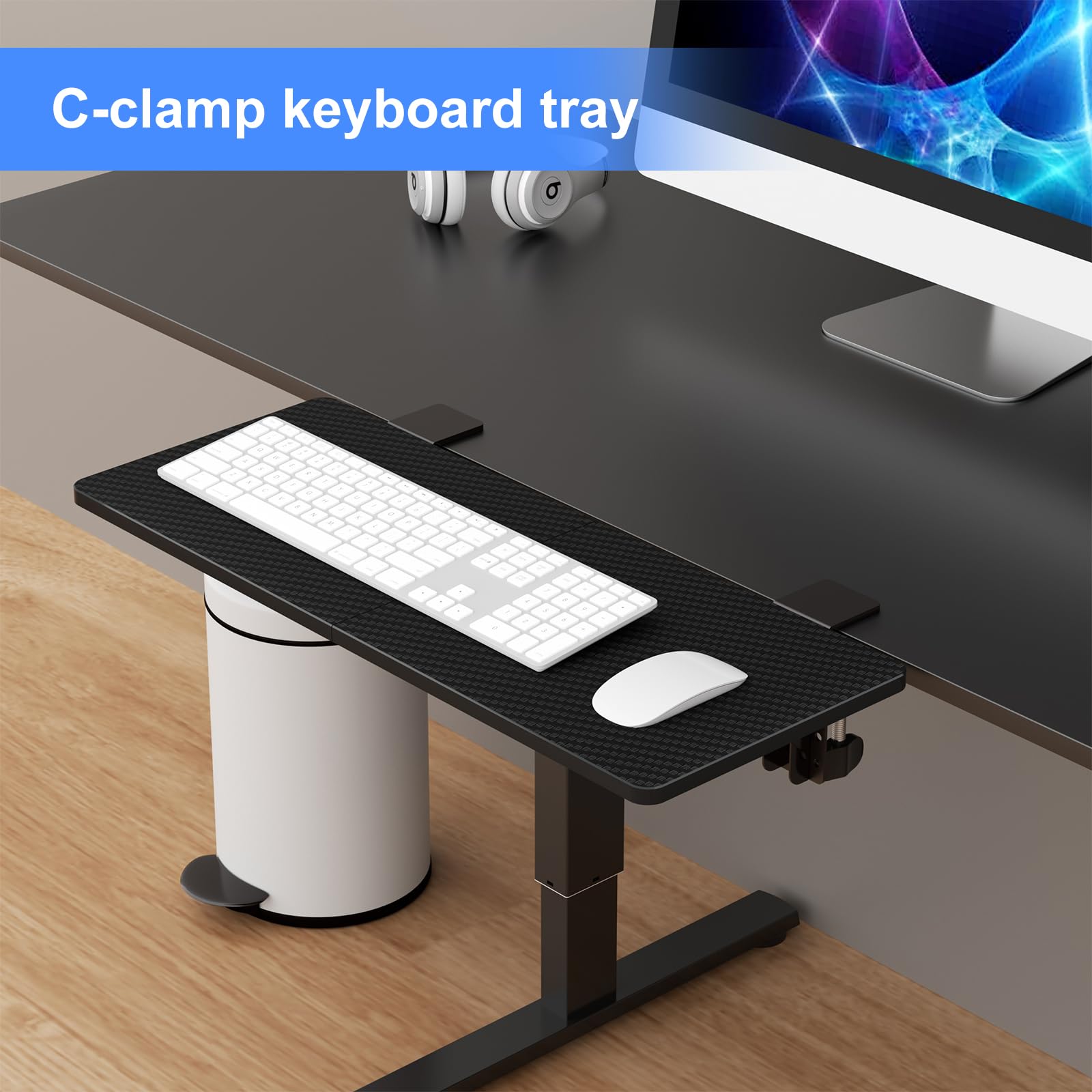 Prolunga Tavolo Per Tastiera - Supporto Estraibile Senza Foratura, Regolabile, Bianco (2 Pezzi) - Foto 7