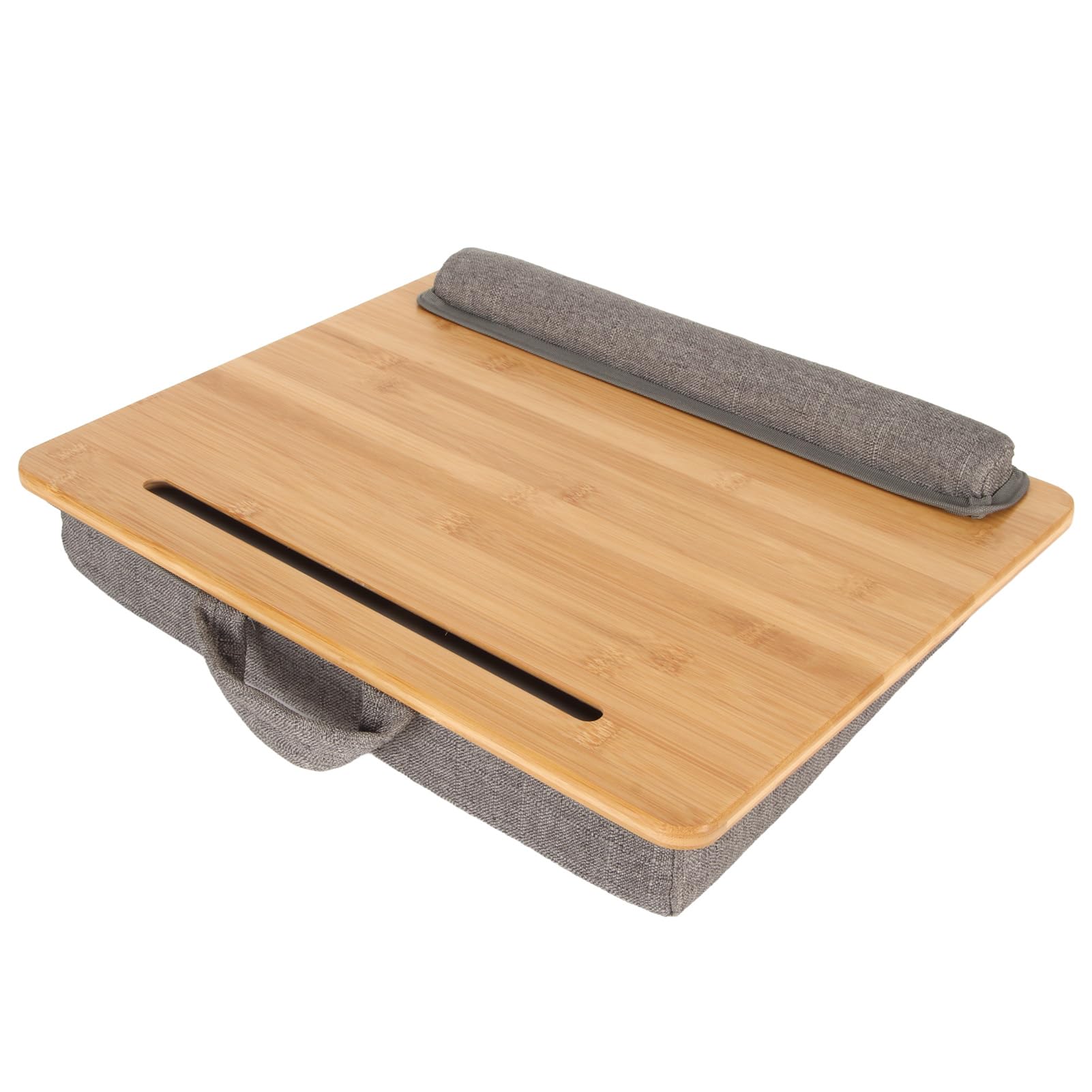 Bureau d'ordinateur Portable avec Coussin de Poignet, Bureau Portable Léger en Bambou, avec Fente pour Tablette avec Angle d'inclinaison, Idéal pour la Maison, Le, Le Travail et la Lecture