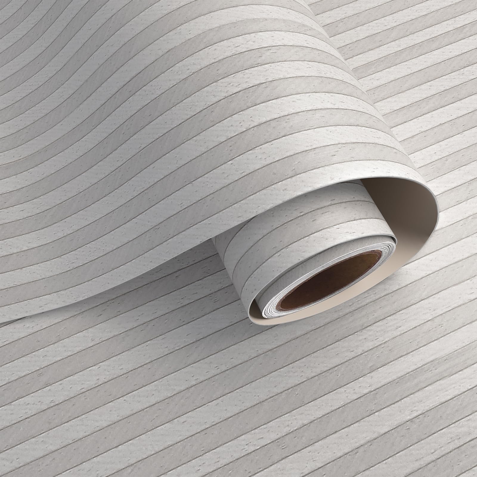 VaryPaper Papier peint à rayures de bois de grande taille 81,3 x 300,5 cm, papier peint rustique gris clair pour armoires, papier peint autocollant en vinyle pour chambre à coucher