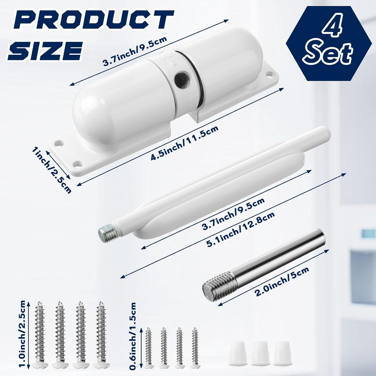 Gisafai 4 Sets Automatic Door Closer, Spring Door Closer Heavy Duty Self Closing Hinges, Convert Hinged to Self Closing Automatic Opener and Closer for Gate Garage Safety(White)